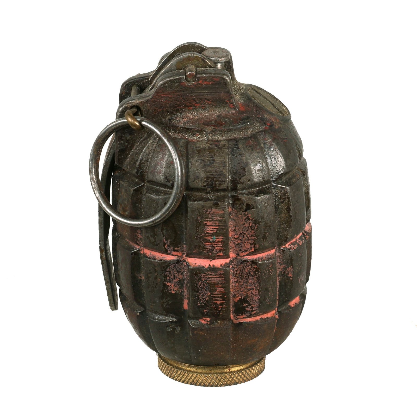 Buy Original British WWI to Interwar Era Inert Mills Bomb No. 5 MKI Grenade With Pink Band for Alumatol Filling | Original Firearms Antique For Sale