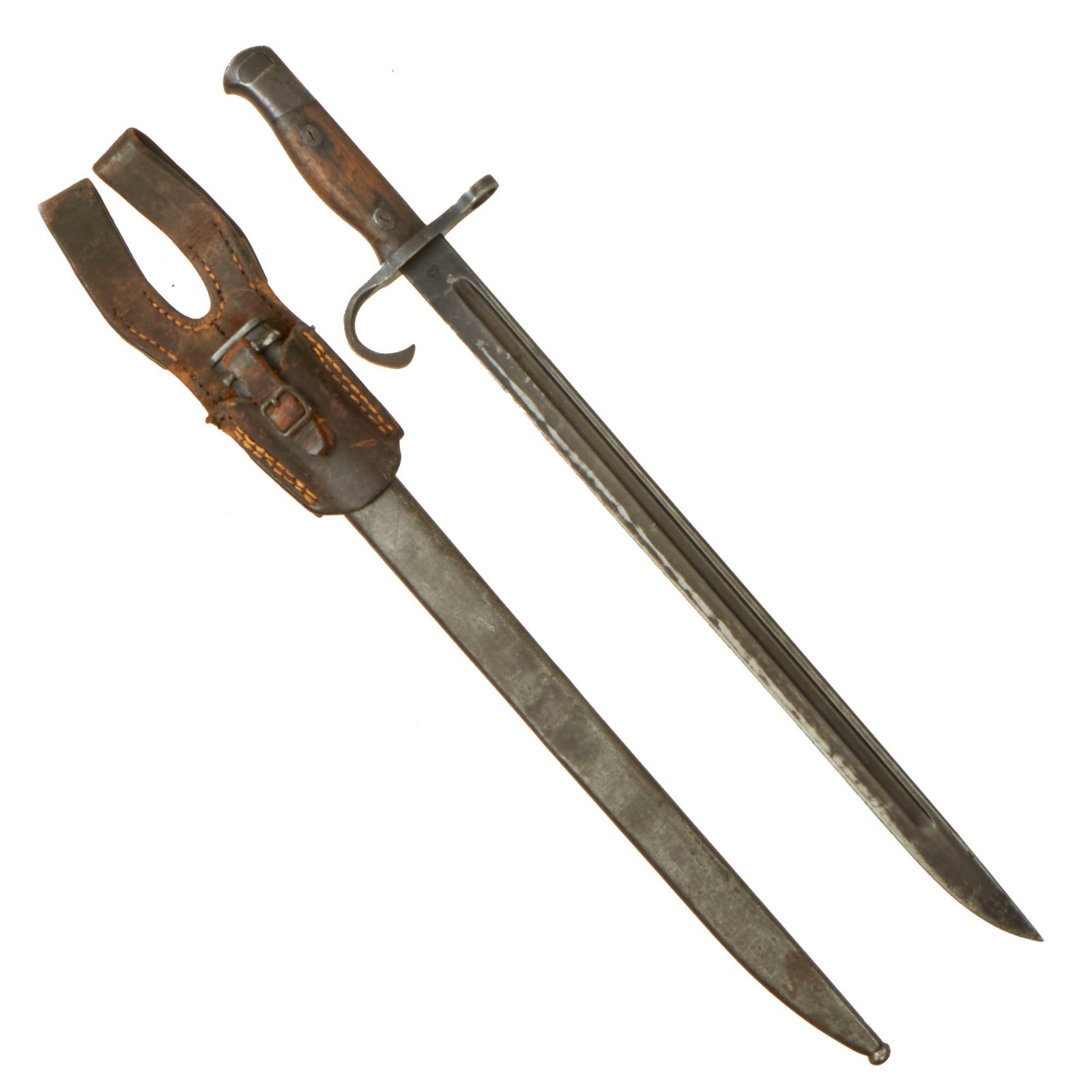 Buy Original Japanese WWII Early Arisaka Type 30 Hooked Quillon Bayonet by Kokura Arsenal with Scabbard & Frog | Original Firearms Antique For Sale