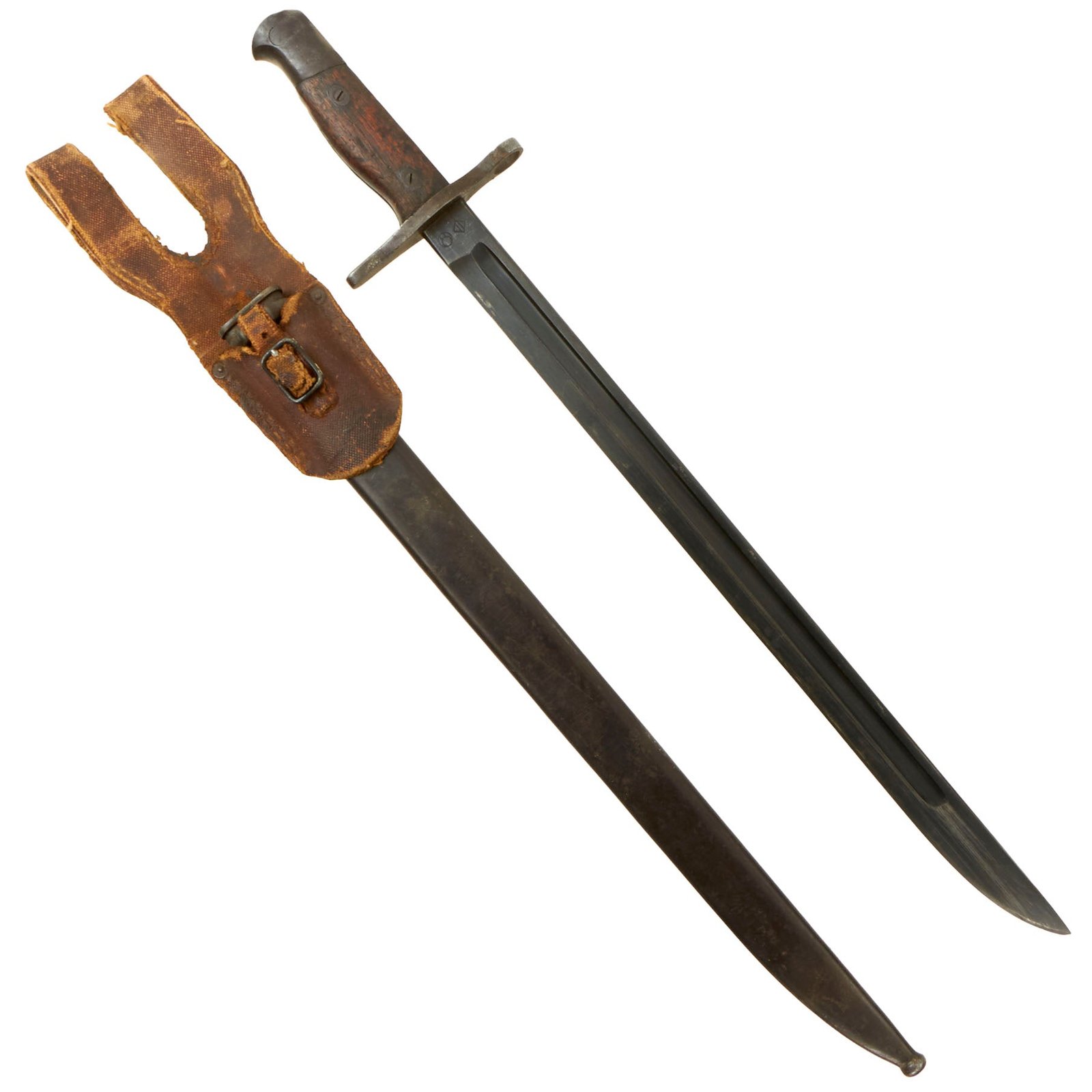 Buy Original Japanese WWII Arisaka Type 30 Bayonet by Riken Kozai KK Arsenal (Nagoya Diamond) with Steel Scabbard and Rubberized Canvas Frog | Original Firearms Antique For Sale