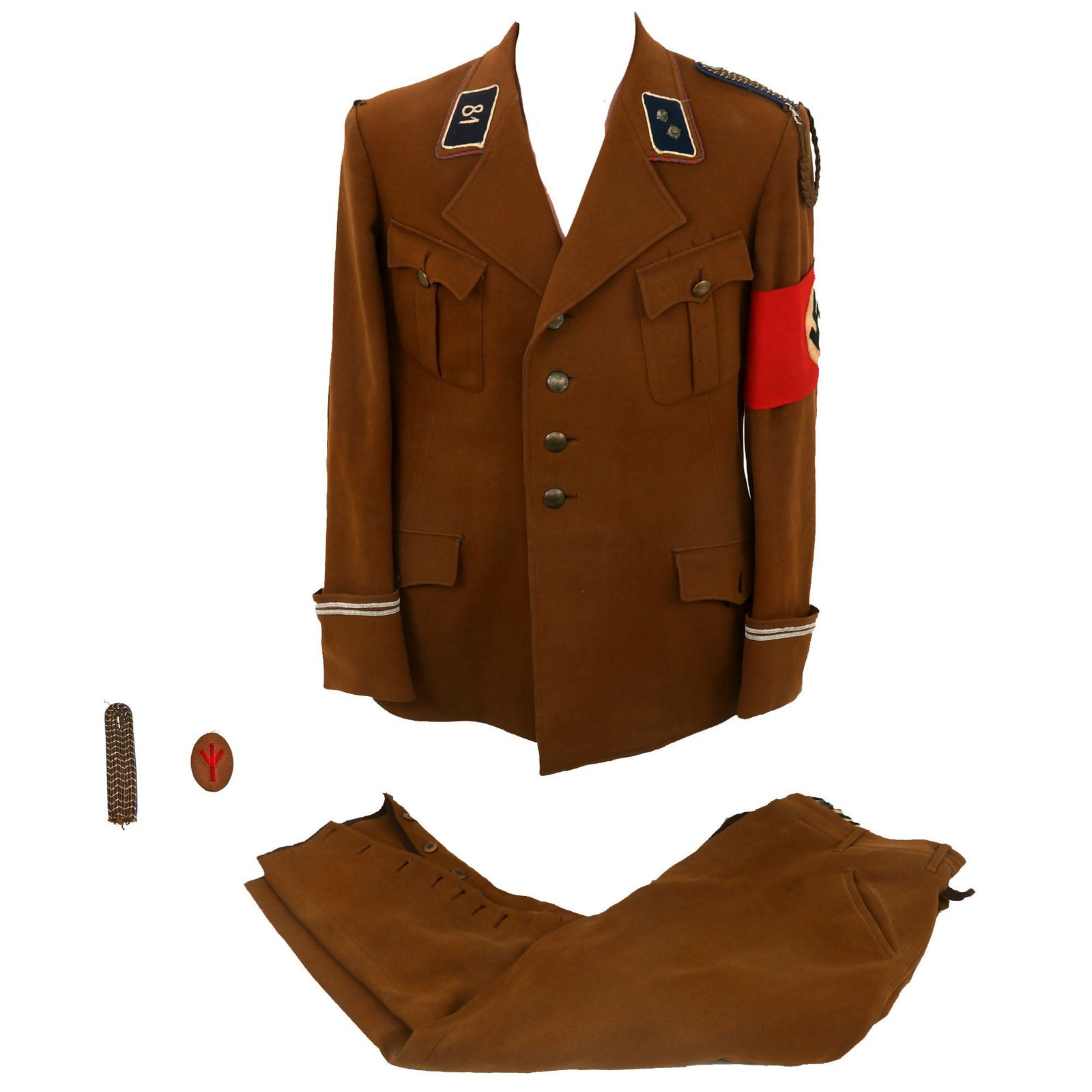 Buy Original German WWII SA Hessen Group Medical SA-Truppführer Dienstrock Service Tunic with Breeches & Armband | Original Firearms Antique For Sale