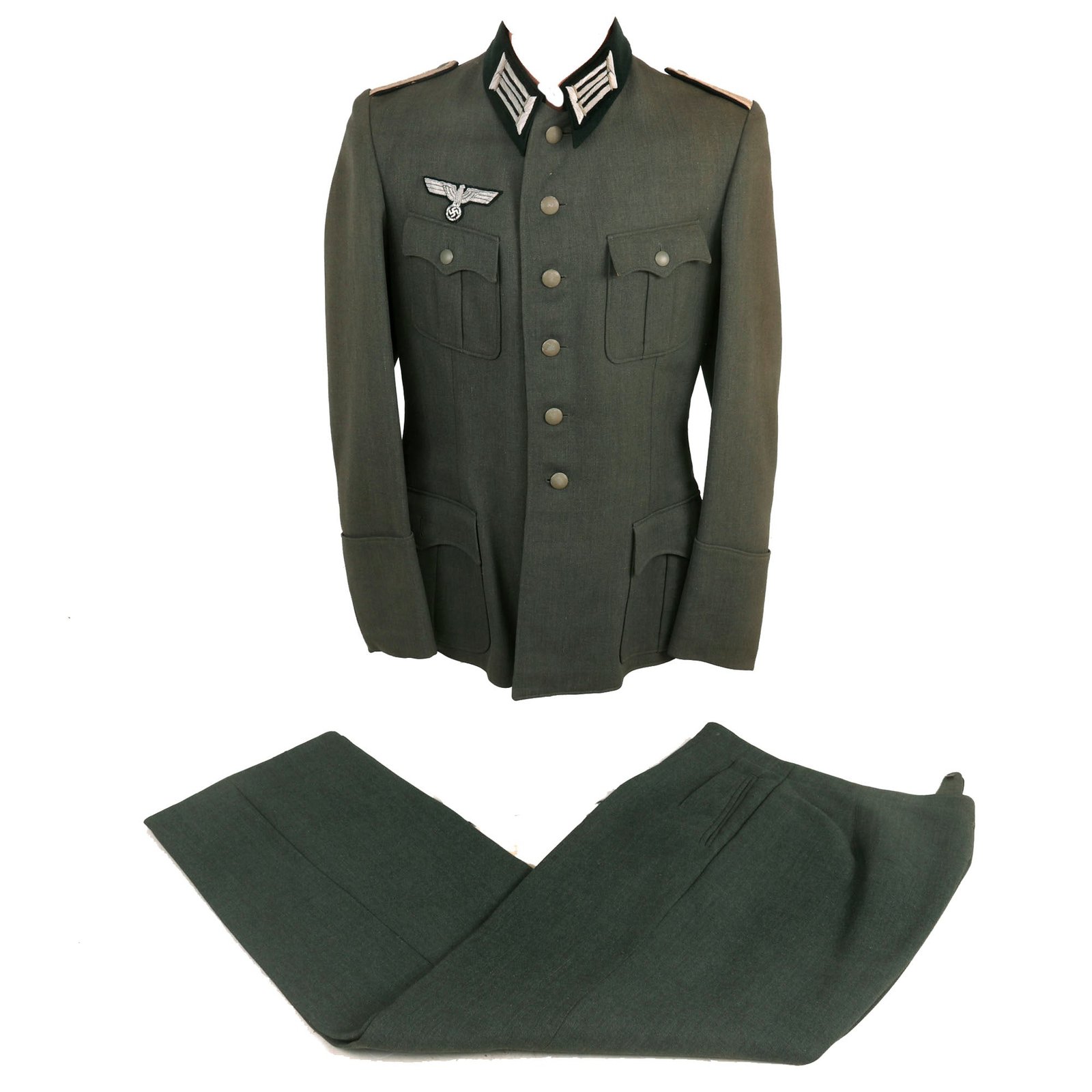 Buy Original German WWII Heer Pioneer Combat Engineer Leutnant Officer's M36 Field Uniform Tunic with Trousers | Original Firearms Antique For Sale