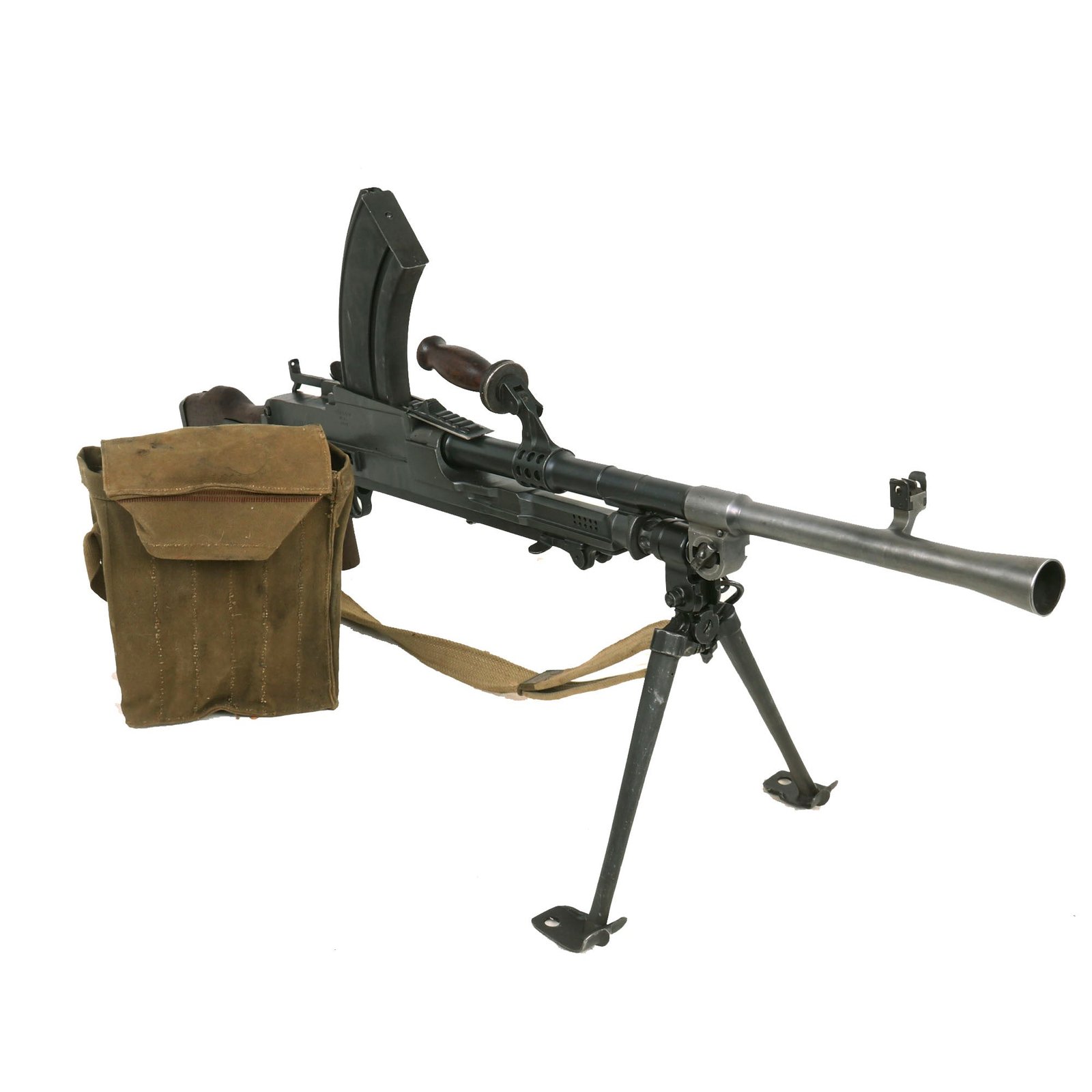 Buy Original WWII 1944 Dated British Bren MkI* Display Light Machine Gun by Lithgow Arsenal Serial A3619 with Live MkI Barrel, Sling, Magazine & Pouch | Original Firearms Antique For Sale