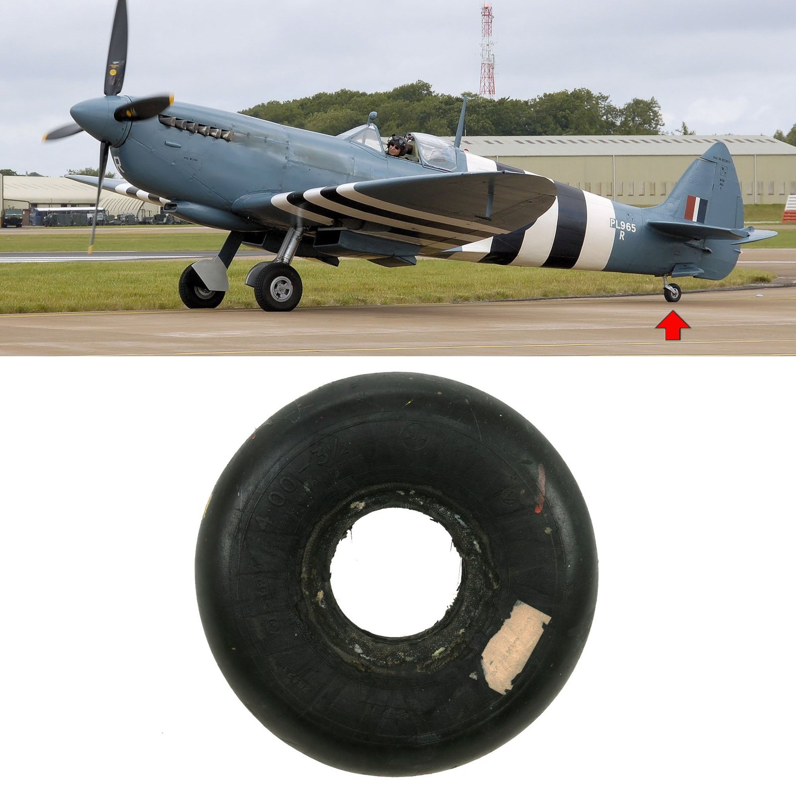 Buy Original British WWII Royal Air Force Supermarine Spitfire Fighter Rear Wheel Tire | Original Firearms Antique For Sale