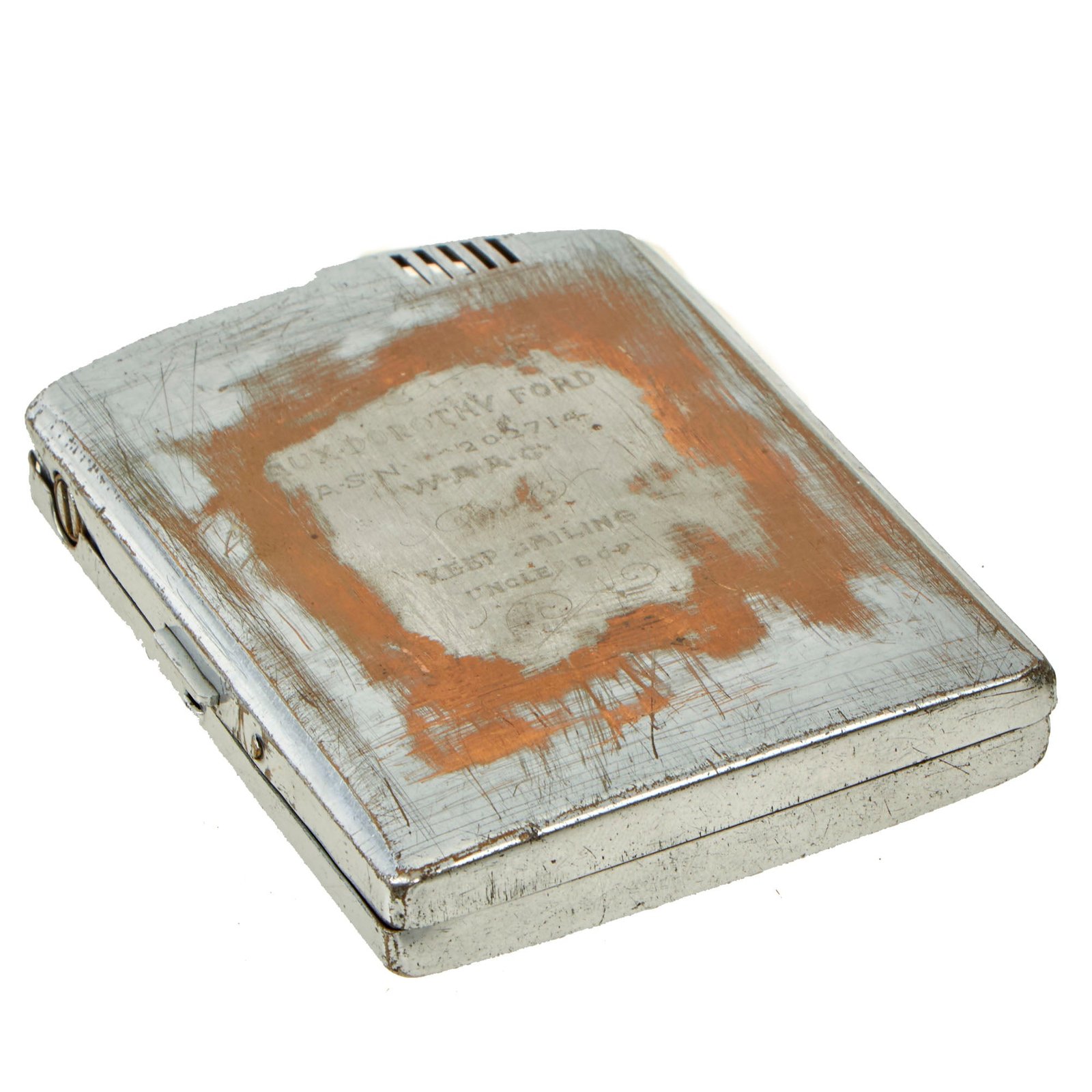 Buy Original U.S. WWII Ronson Cigarette Lighter/Case Combo Name Engraved To Women's Army Auxiliary Corps (WAAC) Member Dorothy Ford | Original Firearms Antique For Sale
