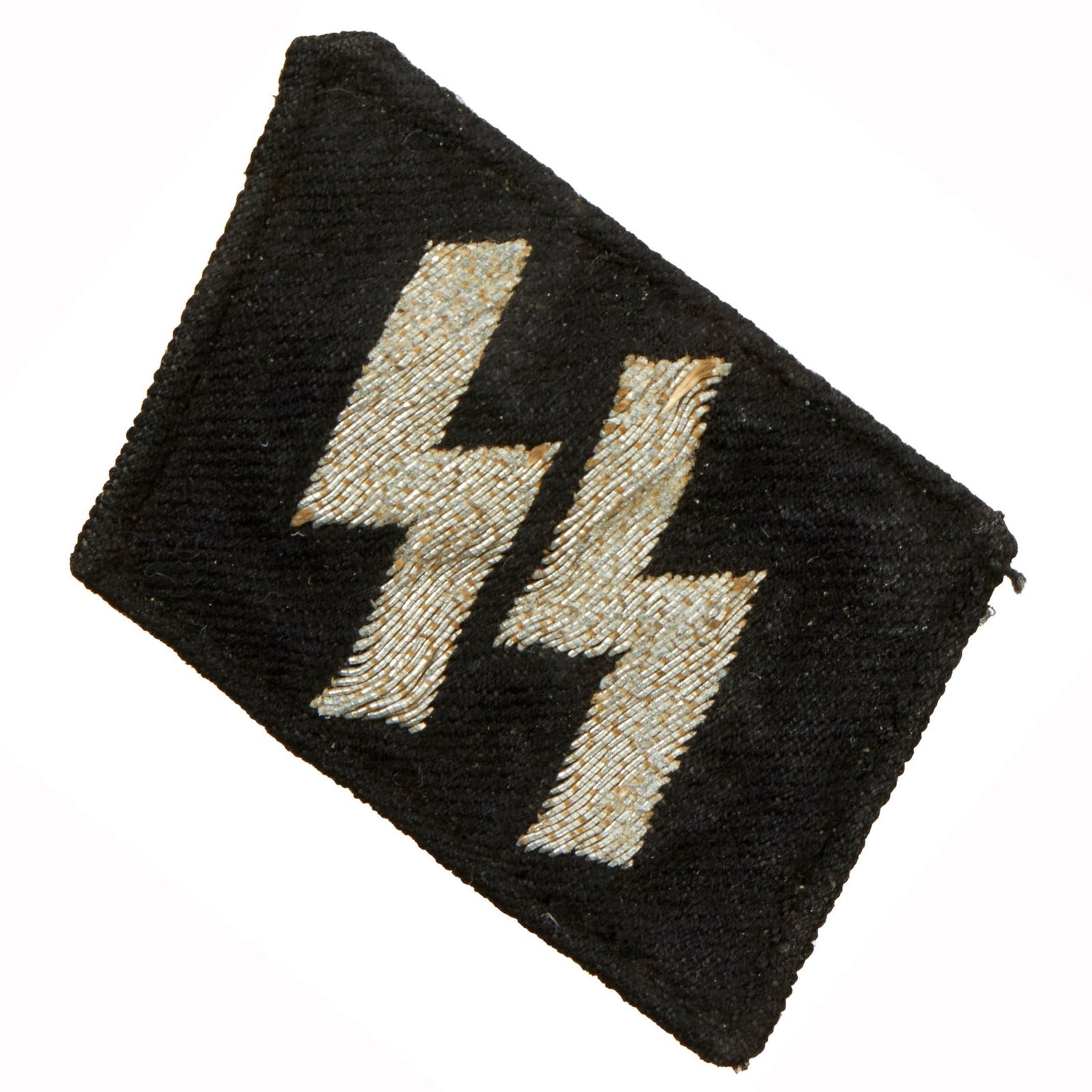 Buy Original German WWII SS Flatwire Embroidered EM/NCO Double Sig Rune Collar Tab - Schutzstaffel | Original Firearms Antique For Sale