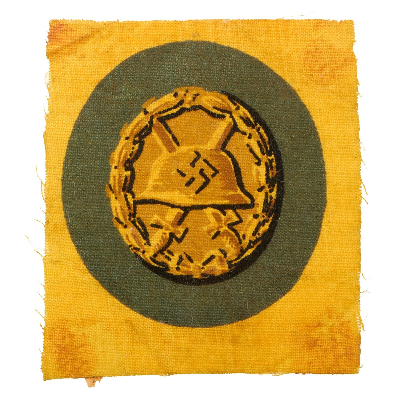Buy Original Rare German WWII Cloth First Class Gold Wound Badge - Scarce Printed Fabric Variant | Original Firearms Antique For Sale