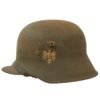 Buy Original German WWII Ground Dug M18 Transitional Heer Army Double Decal Helmet with Replaced Liner Leather & Chinstrap - Size 64 Shell | Original Firearms Antique For Sale