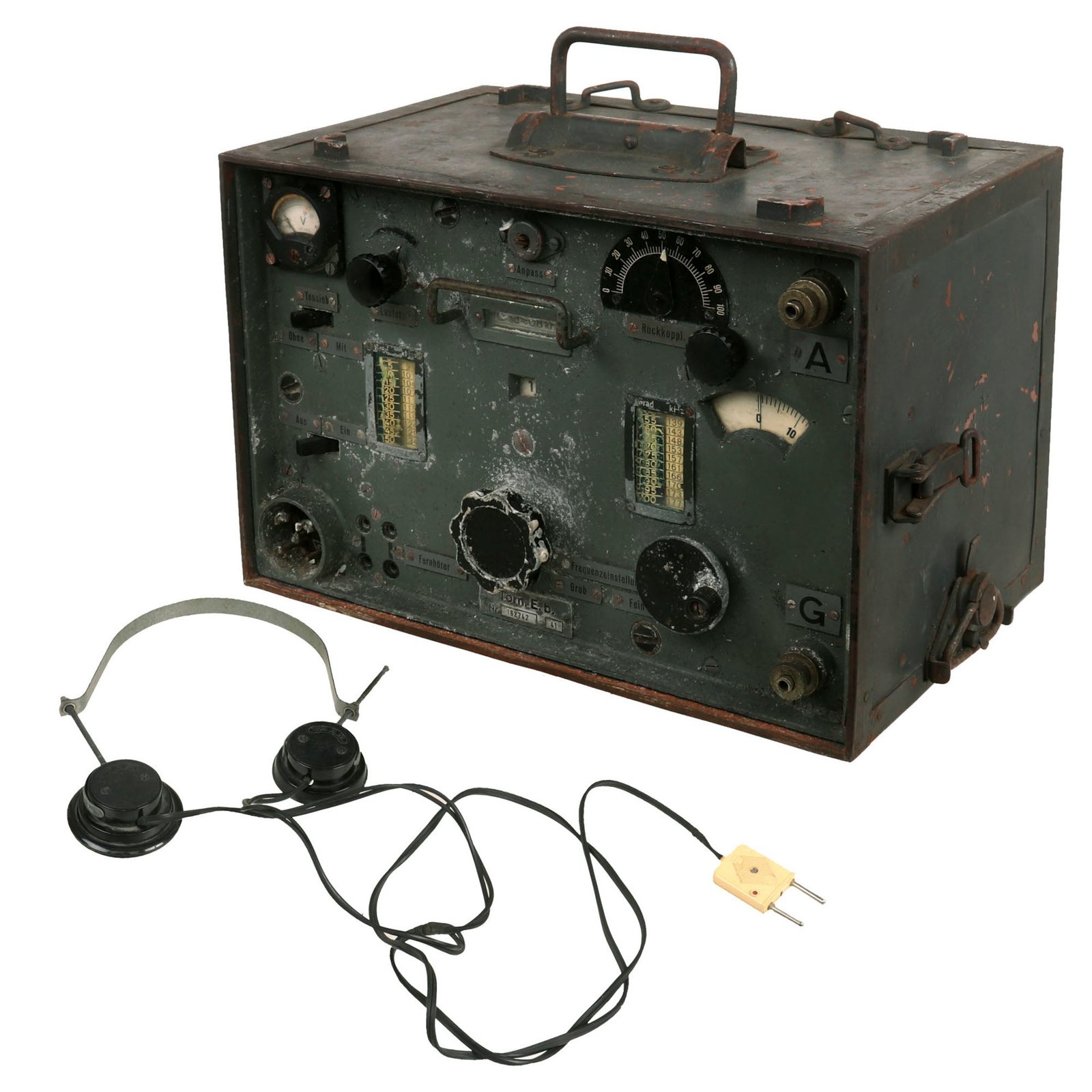 Buy Original German WWII Wehrmacht Tornister-Empfänger b "Berta" Torn.E.b. Field Radio Transceiver with Headphones - dated 1941 | Original Firearms Antique For Sale