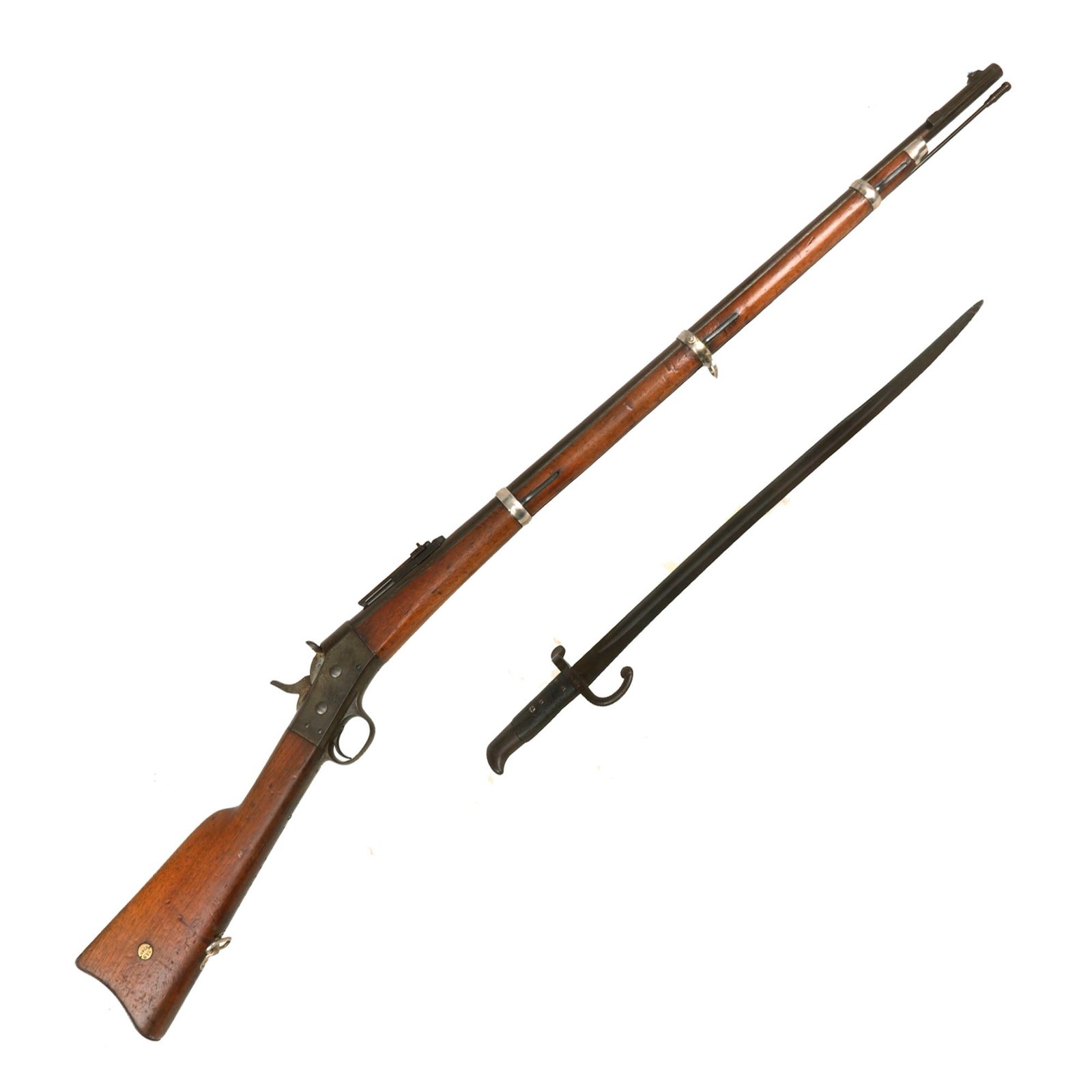 Buy Original Danish M1867/96 Remington Rolling Block Infantry Rifle dated 1885 with Saber Bayonet - Serial 69182 | Original Firearms Antique For Sale