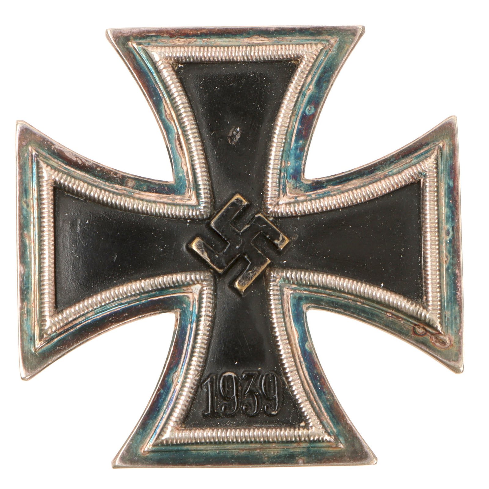 Original German WWII Navy Kriegsmarine Brass Core Iron Cross First Class 1939 EKI with Vertical Pinback - Unmarked