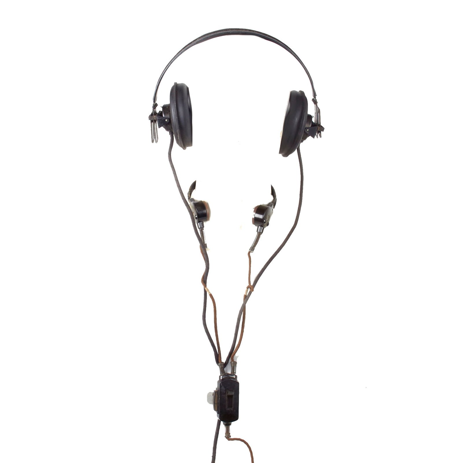 Original German WWII Panzer Armored Vehicle Model B Headset with Throat Mic