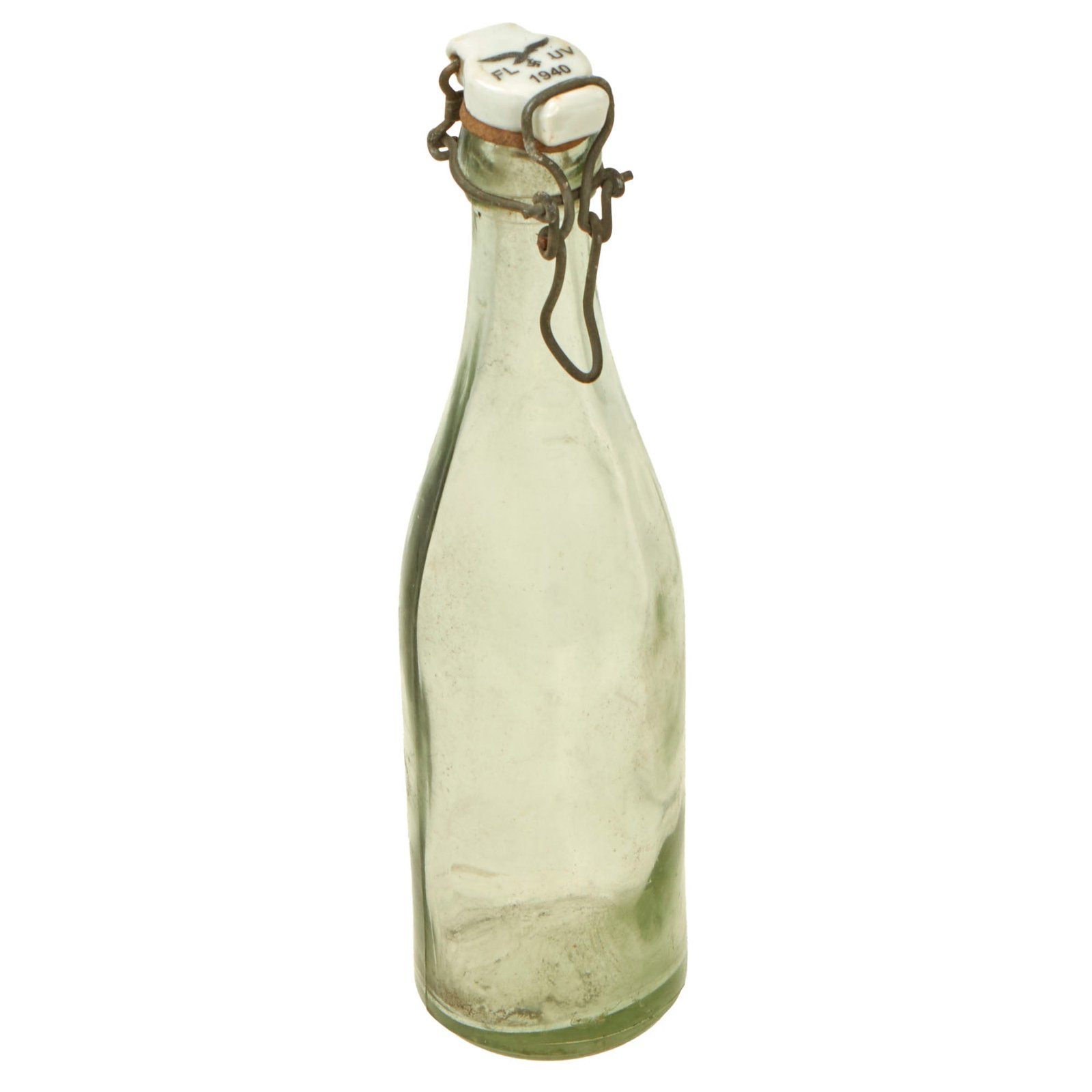 Buy Original German WWII Luftwaffe FL UV Marked Clear Glass Beer or Wine Bottle - dated 1940 | Original Firearms Antique For Sale