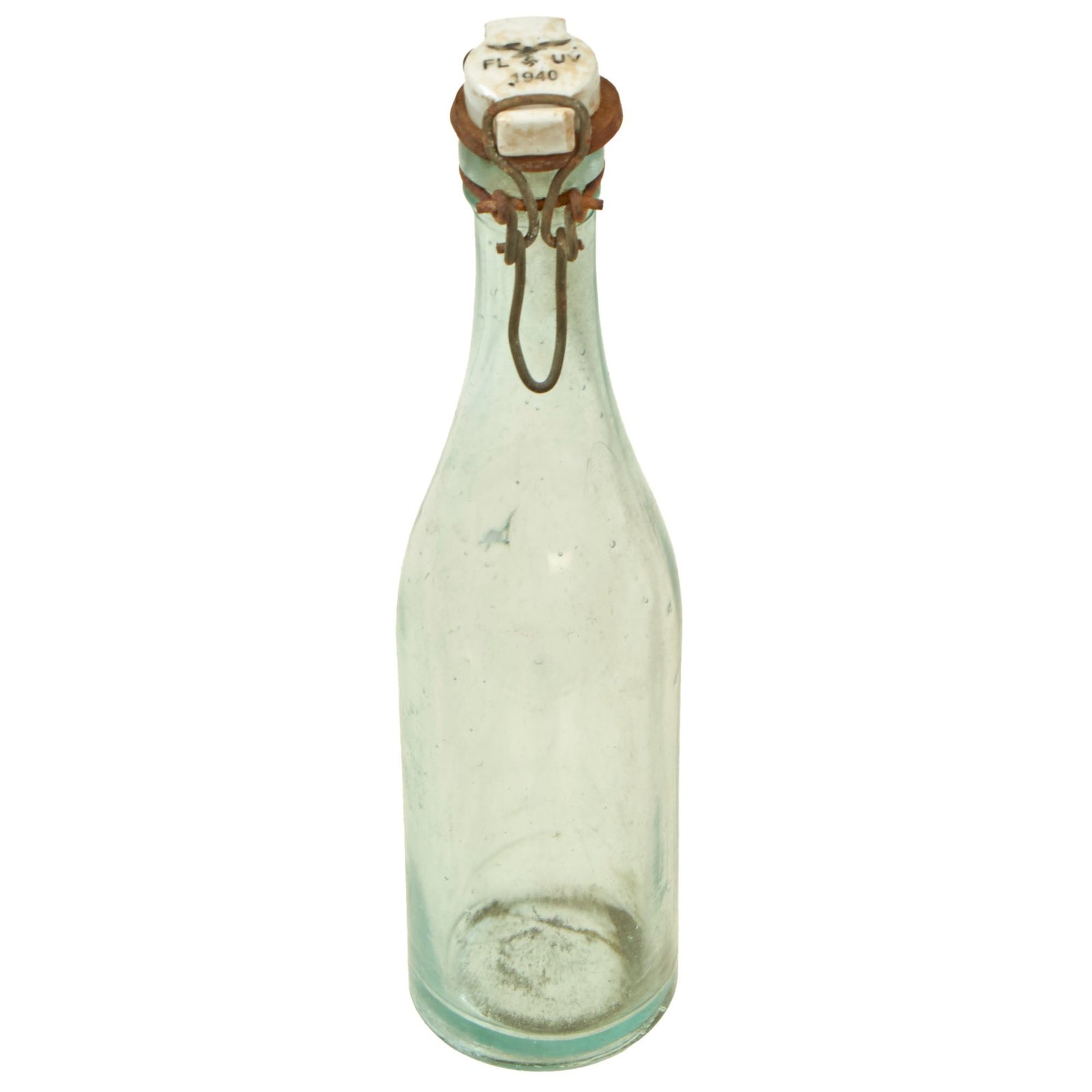 Buy Original German WWII Luftwaffe FL UV Marked Clear Glass Beer or Wine Bottle - Dated 1940 | Original Firearms Antique For Sale