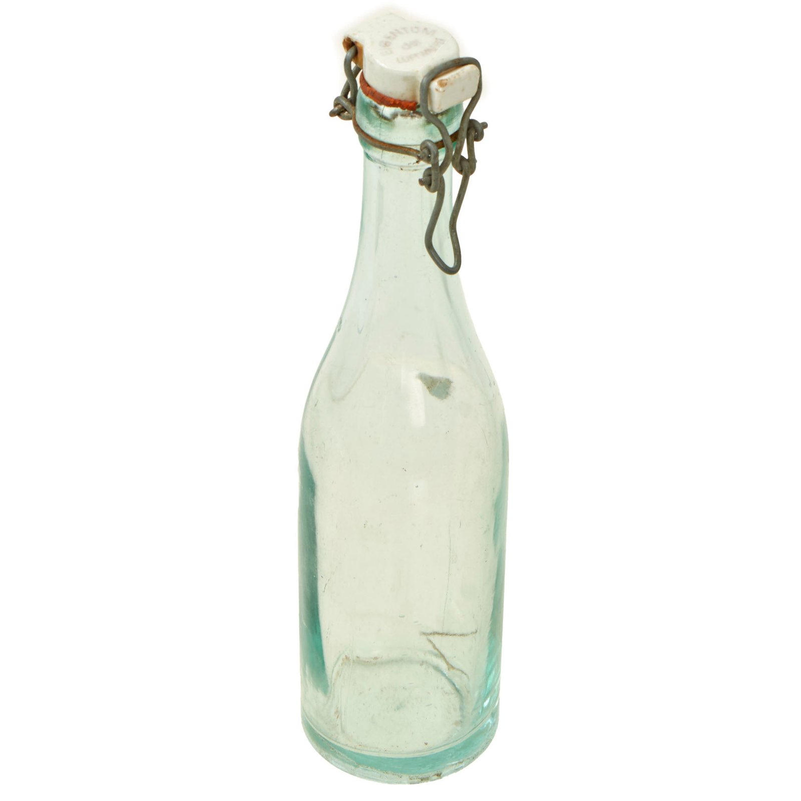 Buy Original German WWII Luftwaffe Marked Clear Glass Beer or Wine Bottle - Marked Property of Luftwaffe | Original Firearms Antique For Sale