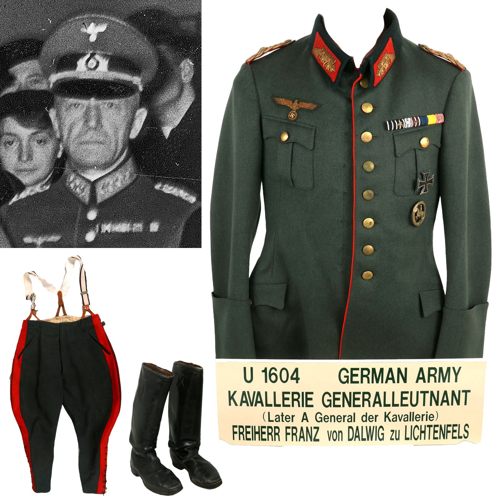 Buy Original German WWII III Army Corps General der Kavallerie Baron Franz von Dalwigk of Lichtenfels Uniform Set - Formerly Part of the A.A.F. Tank Museum | Original Firearms Antique For Sale