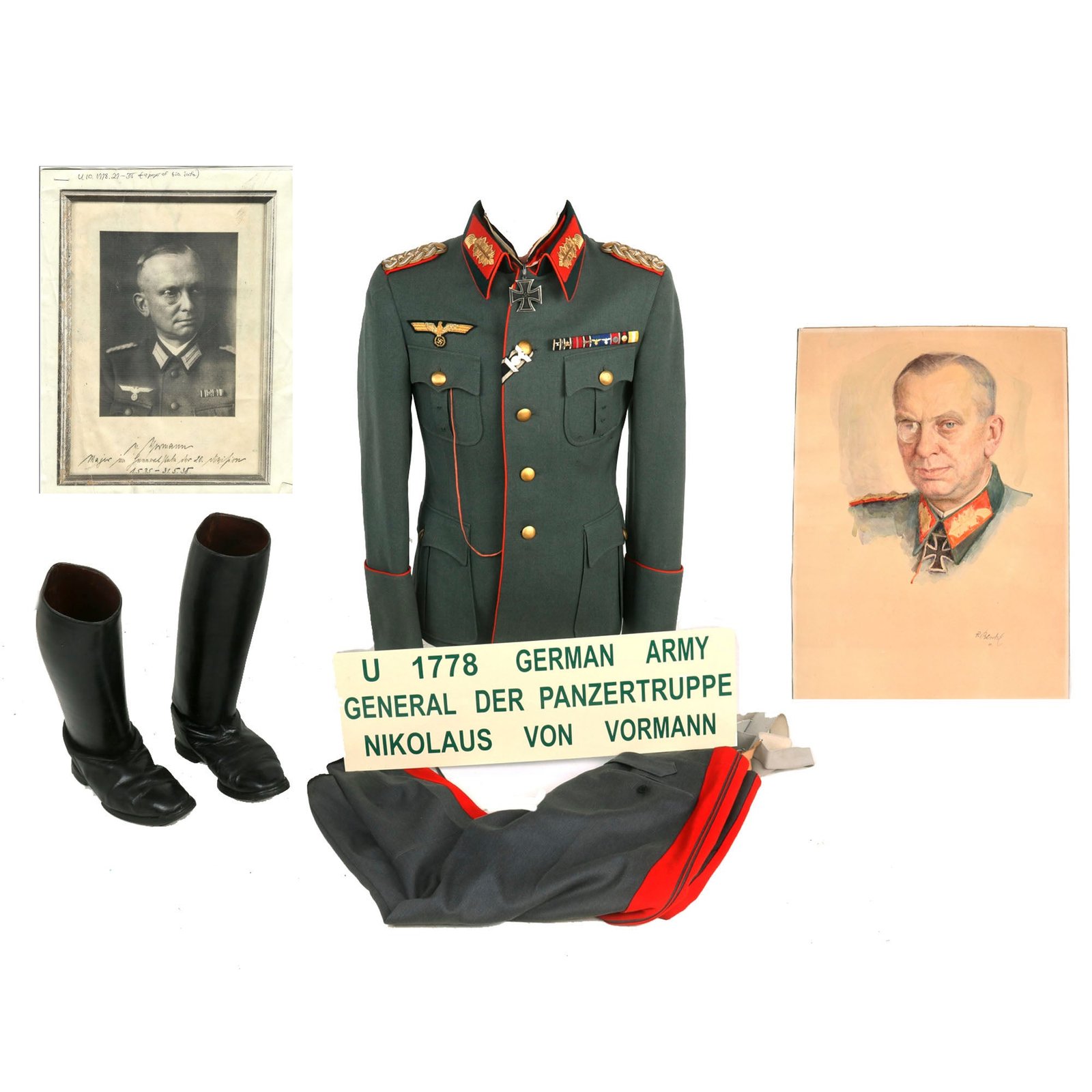 Buy Original German WWII 23rd Panzer Div. & XLVII Panzerkorps Commander General der Panzertruppen Nikolaus von Vormann Uniform Set - Formerly Part of the A.A.F. Tank Museum | Original Firearms Antique For Sale
