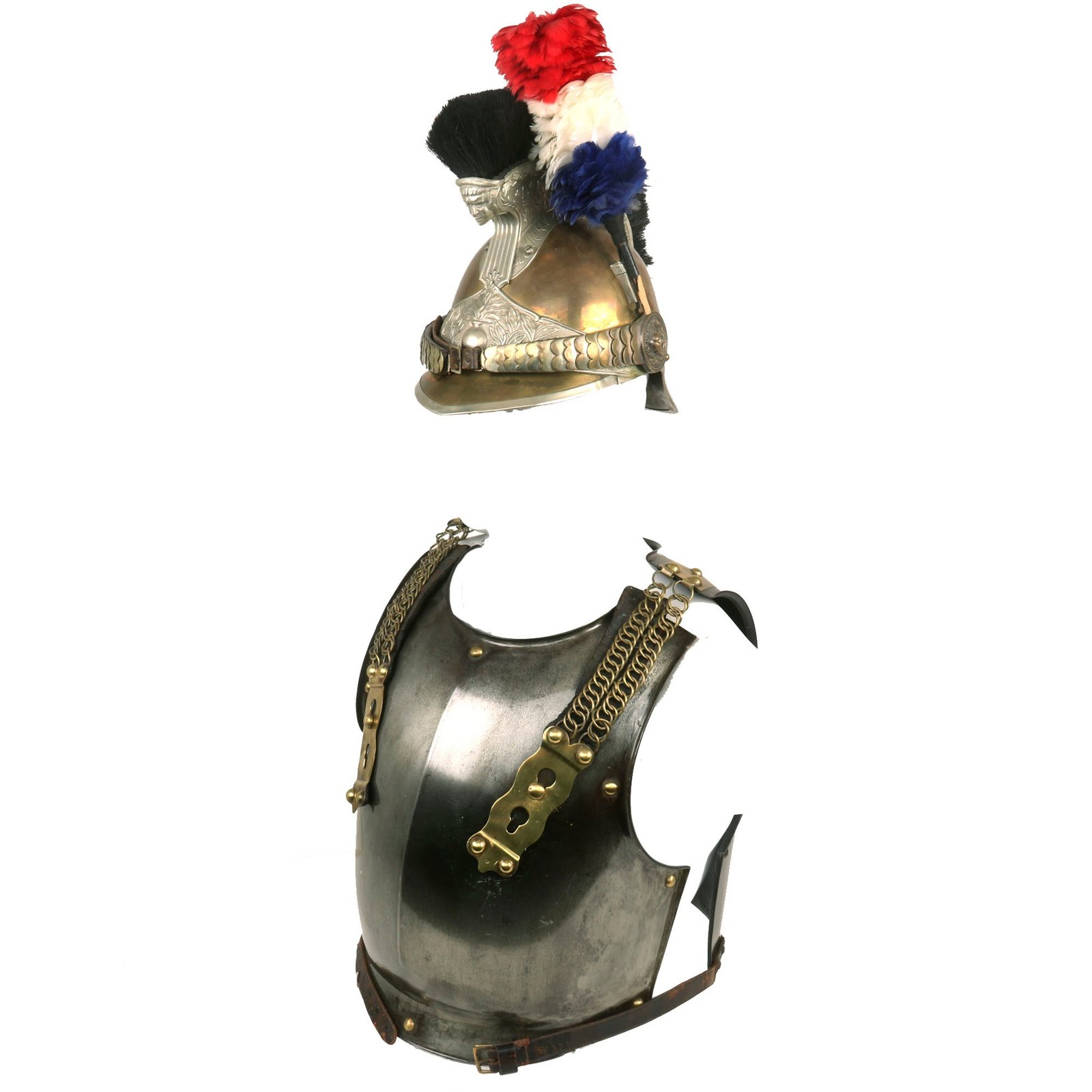 Buy Original French 2nd Empire Model 1825 Carabinier Brass and Steel Helmet With Pattern 1814 Carabinier Cuirass Set - Formerly A.A.F. Tank Museum Collection | Original Firearms Antique For Sale