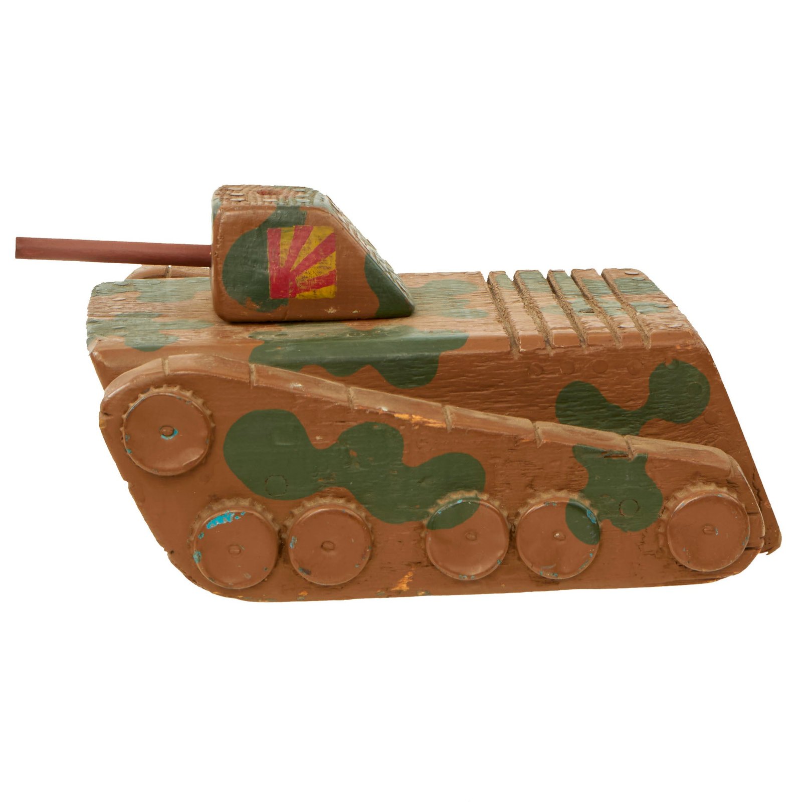 Buy Original U.S. / Japanese WWII “POW” Made Type 95 Ha-Go Light Tank Wood Model Toy | Original Firearms Antique For Sale
