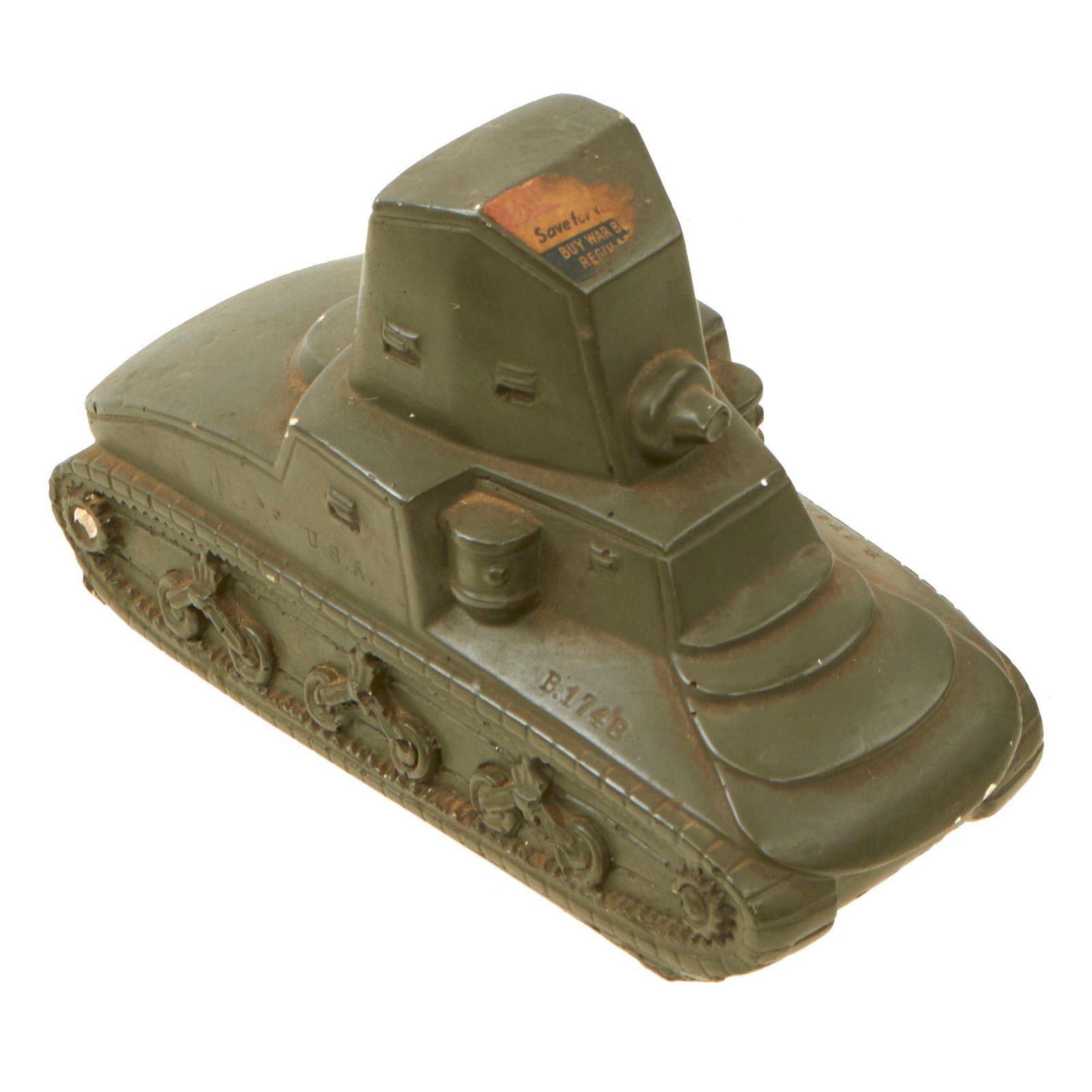 Buy Original U.S. WWII Plaster TANK BANK by the Novelty Manufacturing Company of New York | Original Firearms Antique For Sale
