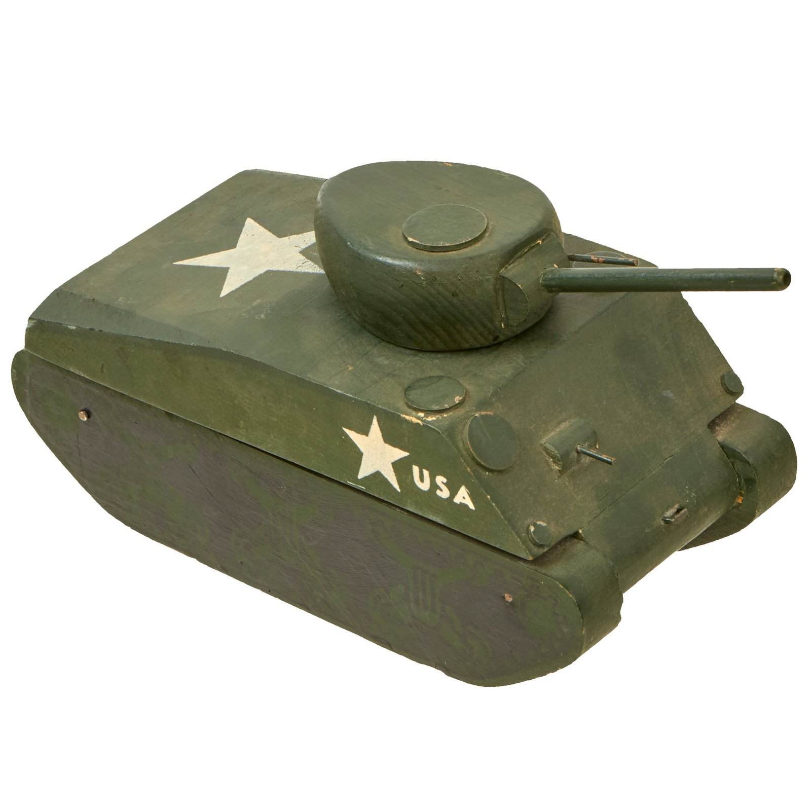 Buy Original U.S. WWII Wartime-Produced Sherman Tank Wooden Toy Model | Original Firearms Antique For Sale
