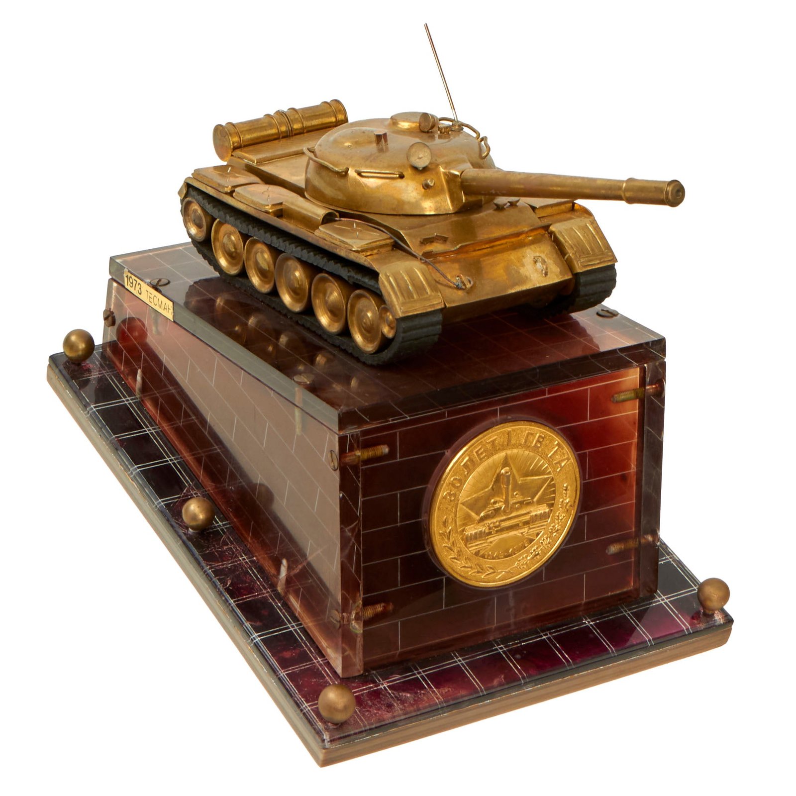 Buy Original Soviet Cold War Era T-54/T-55 Tank 30th Anniversary Desktop Display | Original Firearms Antique For Sale