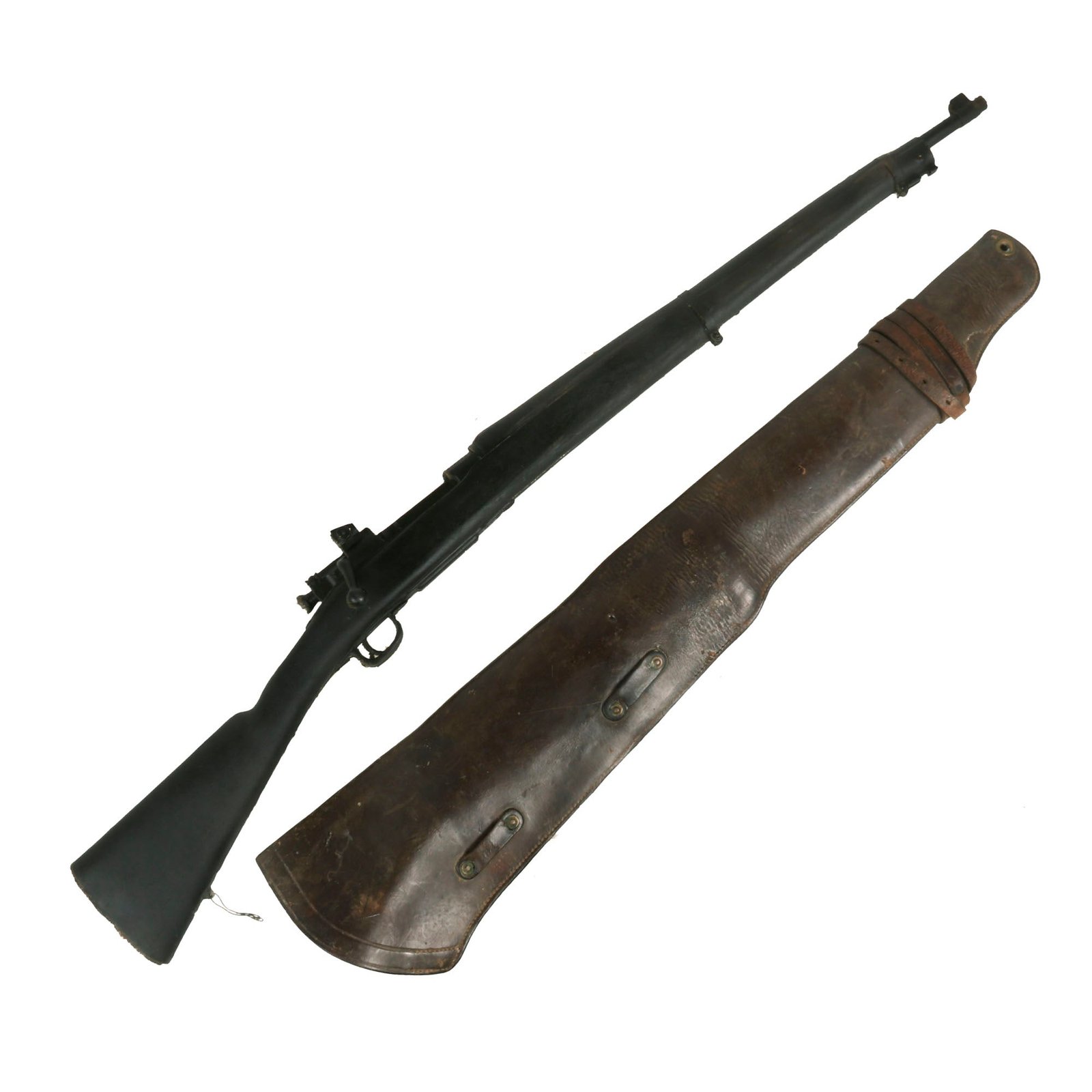 Buy Original U.S. WWI Cavalry M1904 Rifle Saddle Scabbard For 1903 Springfield With Fort Sill Training Support Center Rifle Trainer | Original Firearms Antique For Sale