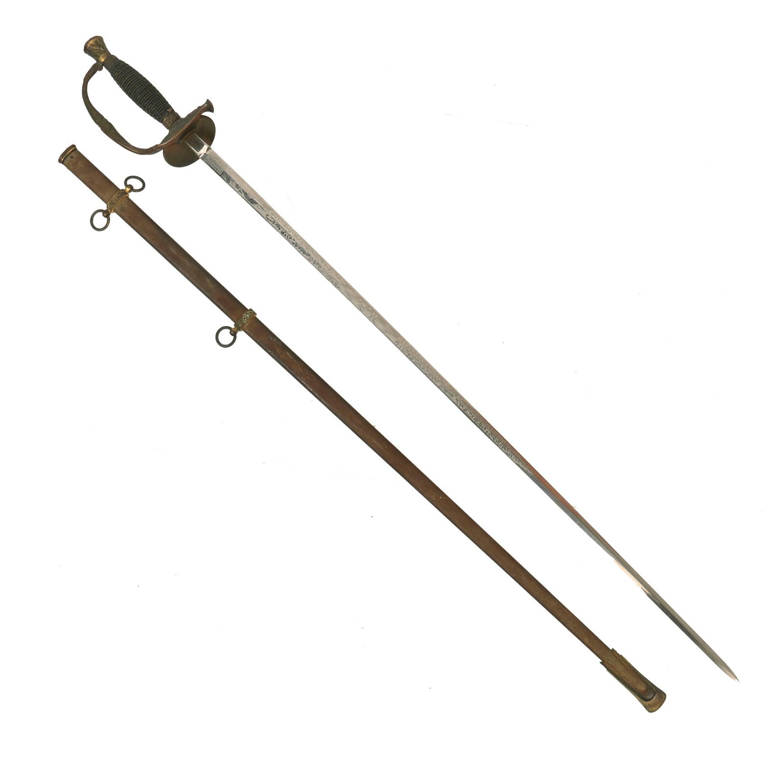 Buy Original U.S. Indian Wars Era Model 1860 Army Staff and Field Officer Sword with Engraved Blade | Original Firearms Antique For Sale