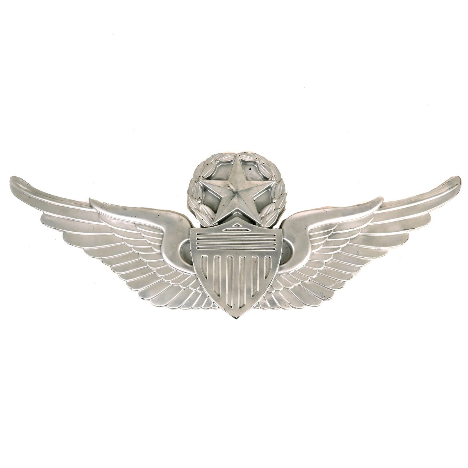 Buy Original U.S. Cold War Era Large Army Aviator Wings Aluminum “Officer’s Club” Wall Art - 47 ½” x 17” | Original Firearms Antique For Sale