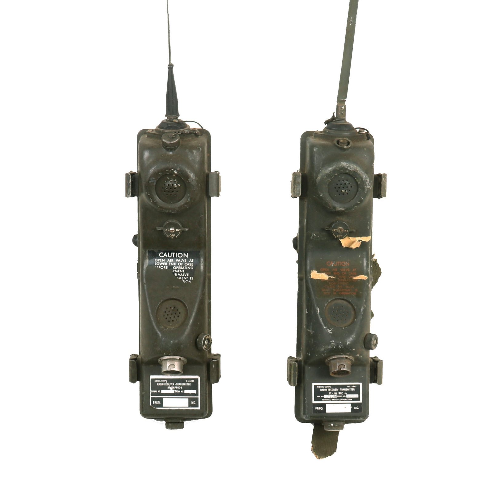 Buy Original U.S. Vietnam War Era RT-196/PRC-6 Radio Receiver Transmitter Walkie Talkie Set of 2 | Original Firearms Antique For Sale