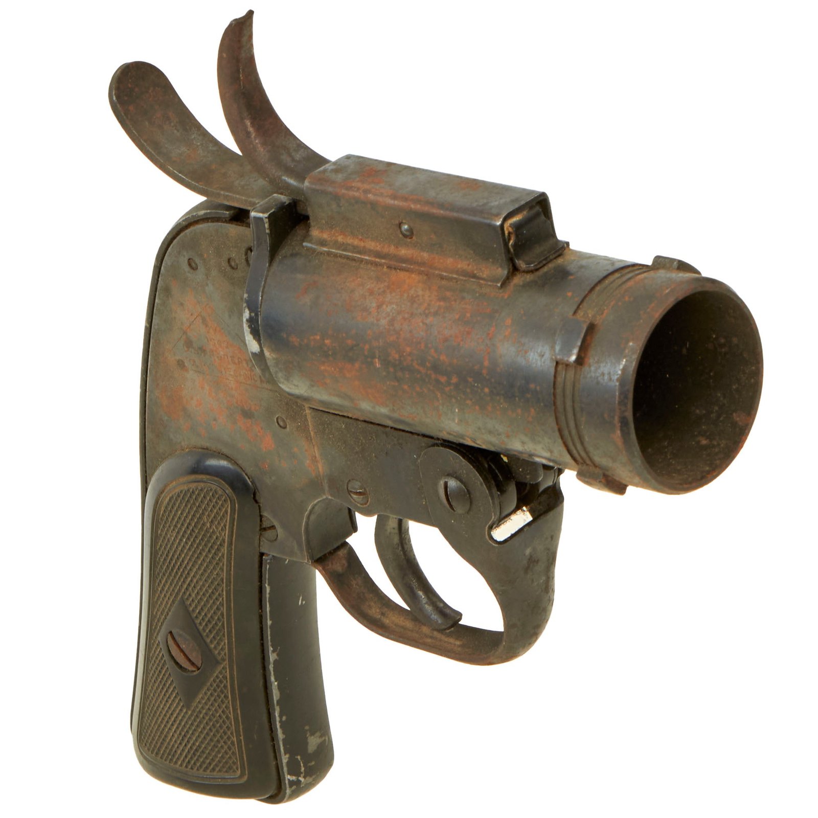 Buy Original U.S. WWII M8 Pyrotechnic 1943 Dated 37mm Flare Signal Pistol by Eureka Vacuum - Serial E-090579 | Original Firearms Antique For Sale