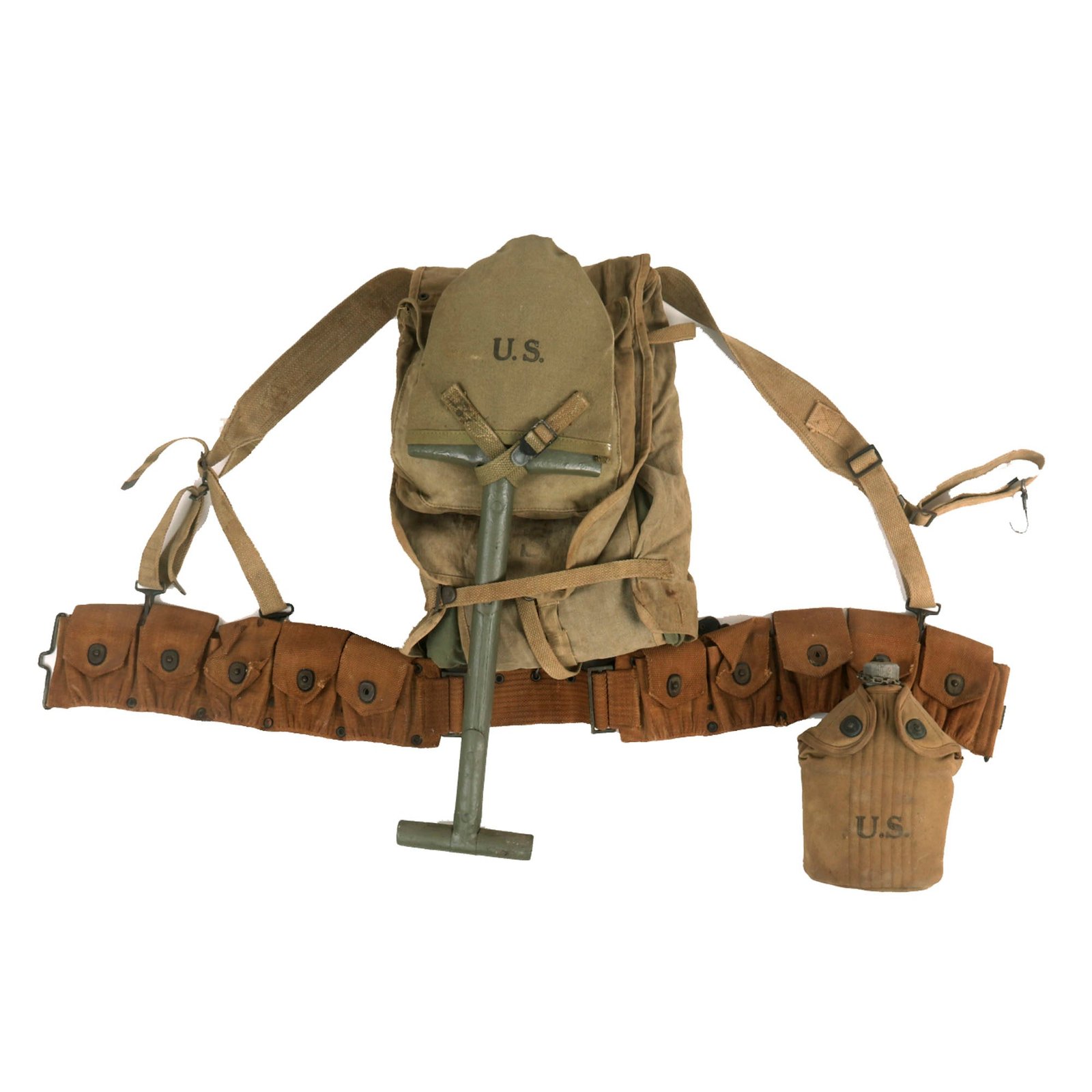 Buy Original U.S. WWI WWII G.I. Field Gear Lot with 1917 Dated Haversack | Original Firearms Antique For Sale