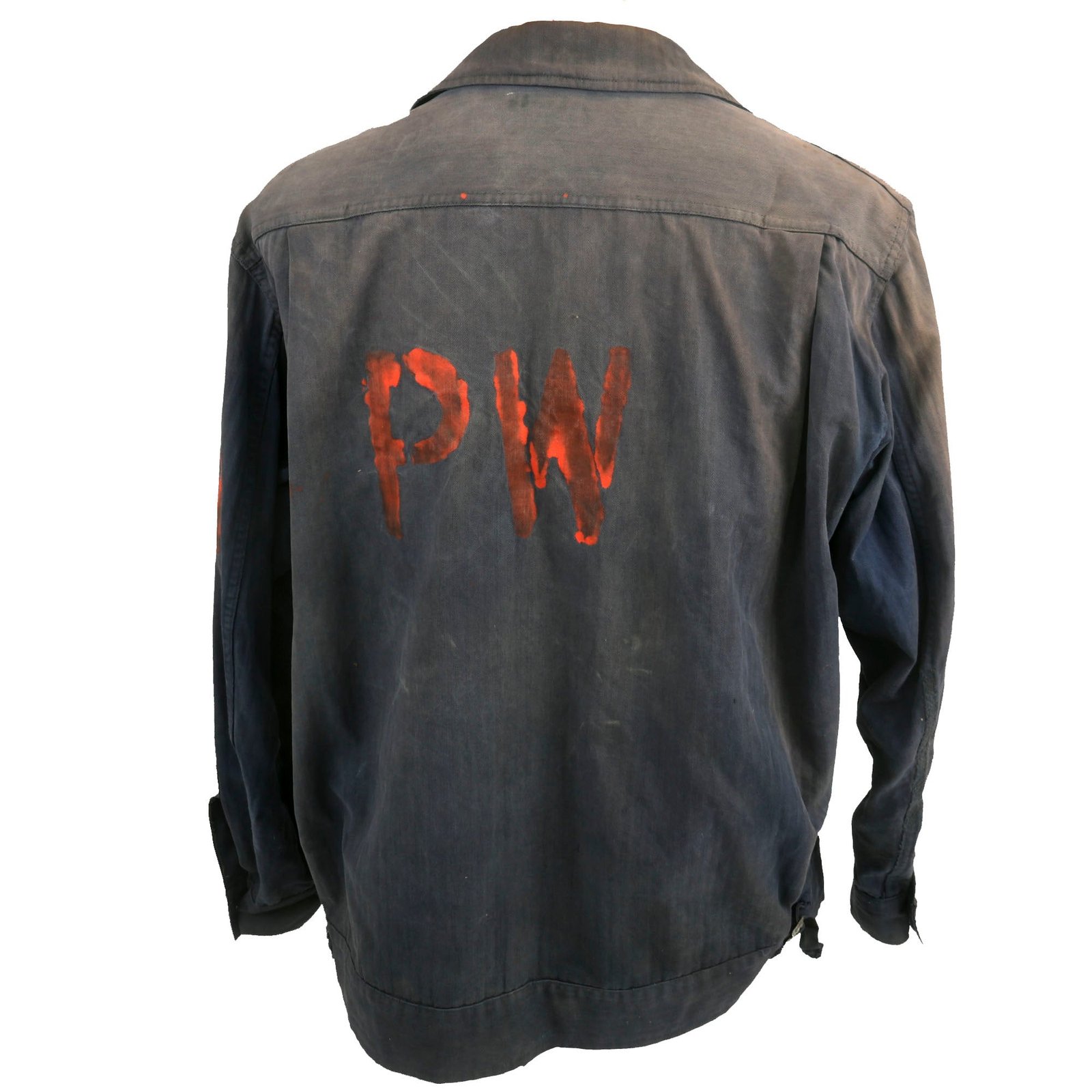 Buy Original U.S. WWII M-1940 Blue HBT Fatigue Jacket with Axis Prisoner of War “PW” Stenciled - From Camp Joseph T. Robinson, Arkansas | Original Firearms Antique For Sale