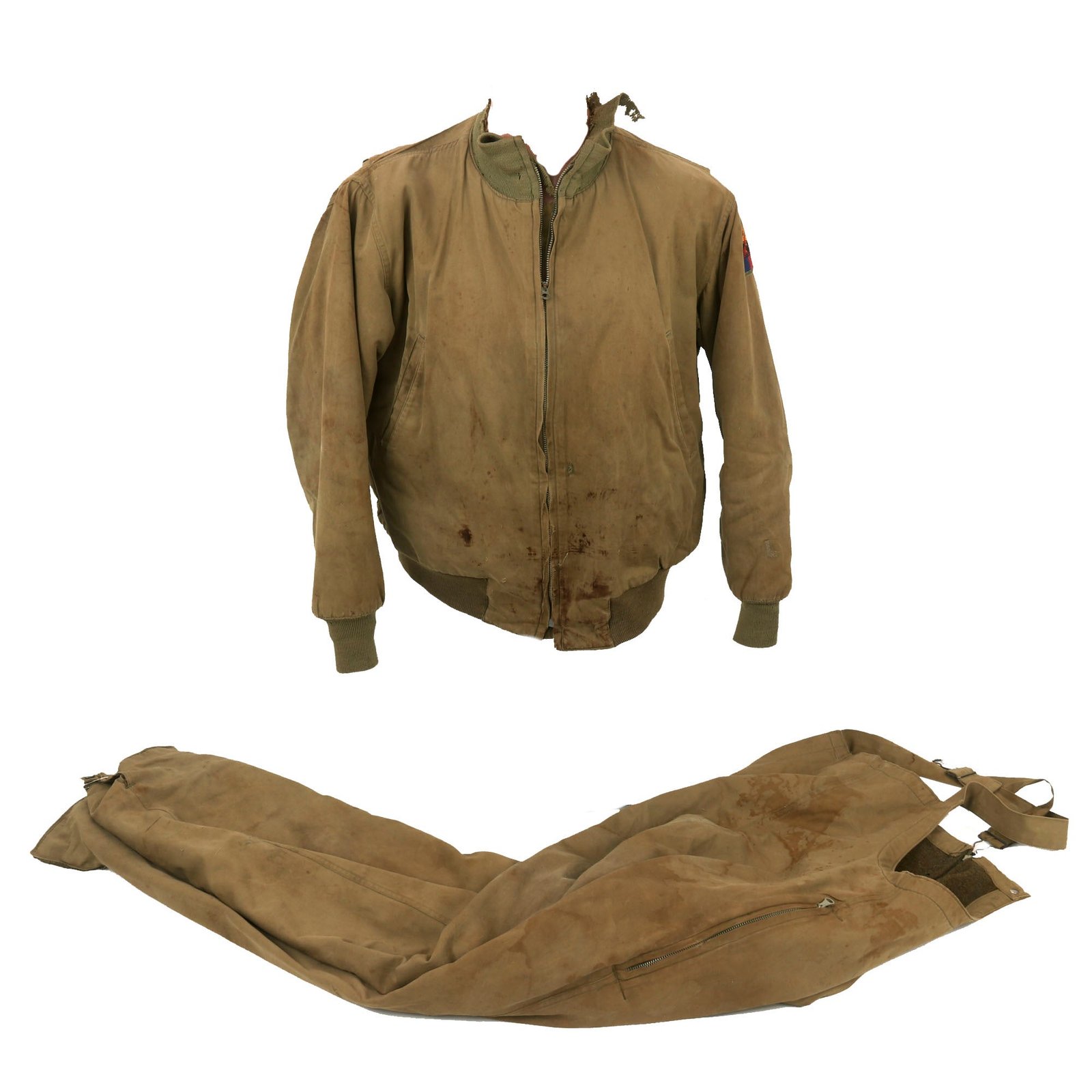Buy Original U.S. WWII Named Winter Combat “Tanker” Jacket With Personalized Pinup Artwork and  “Bibs” - Col. Richard Henshaw, Omaha Beach D-Day Veteran | Original Firearms Antique For Sale