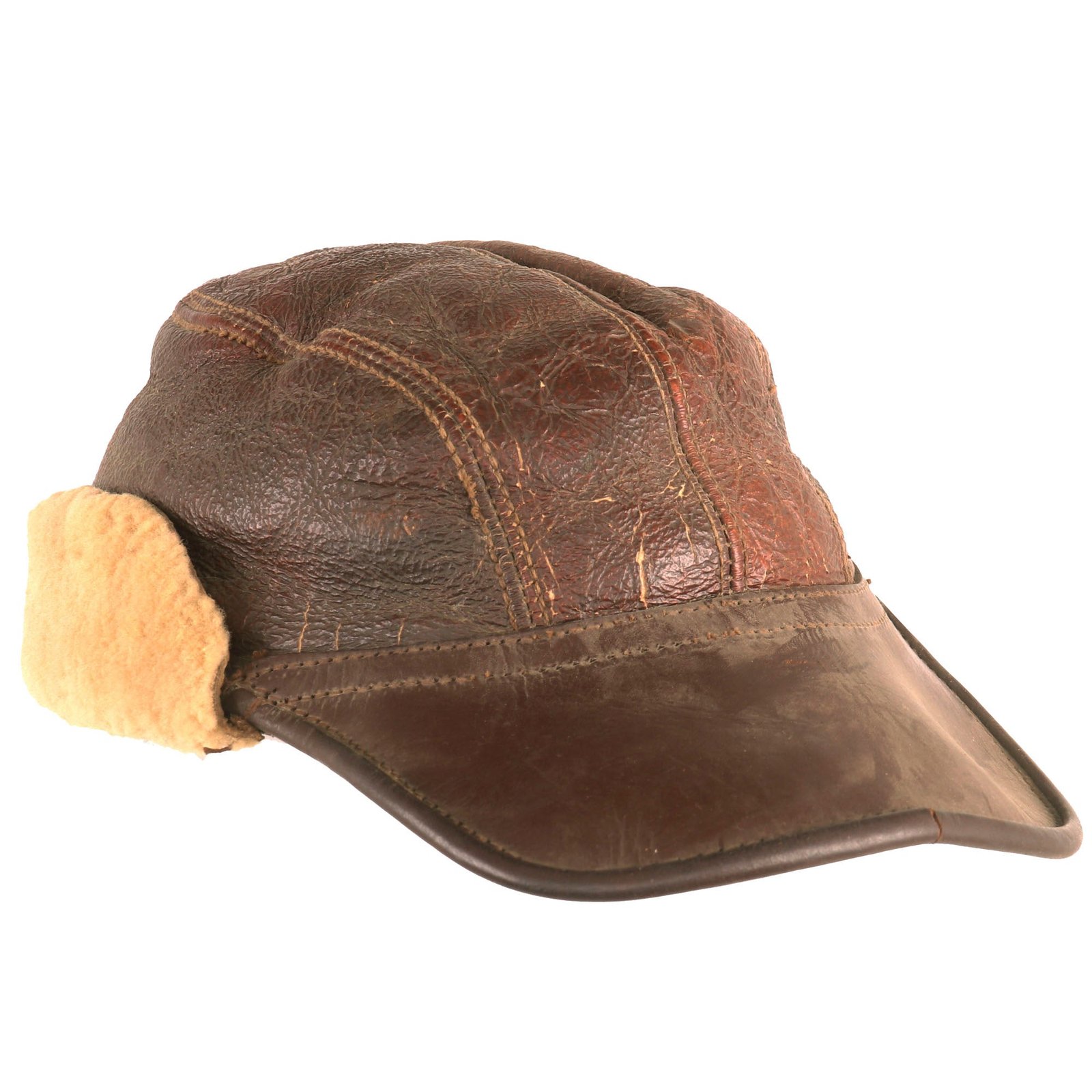Buy Original U.S. WWII Army Air Forces B-2 Gunner & Air Crew Shearling Leather Billed Cap | Original Firearms Antique For Sale
