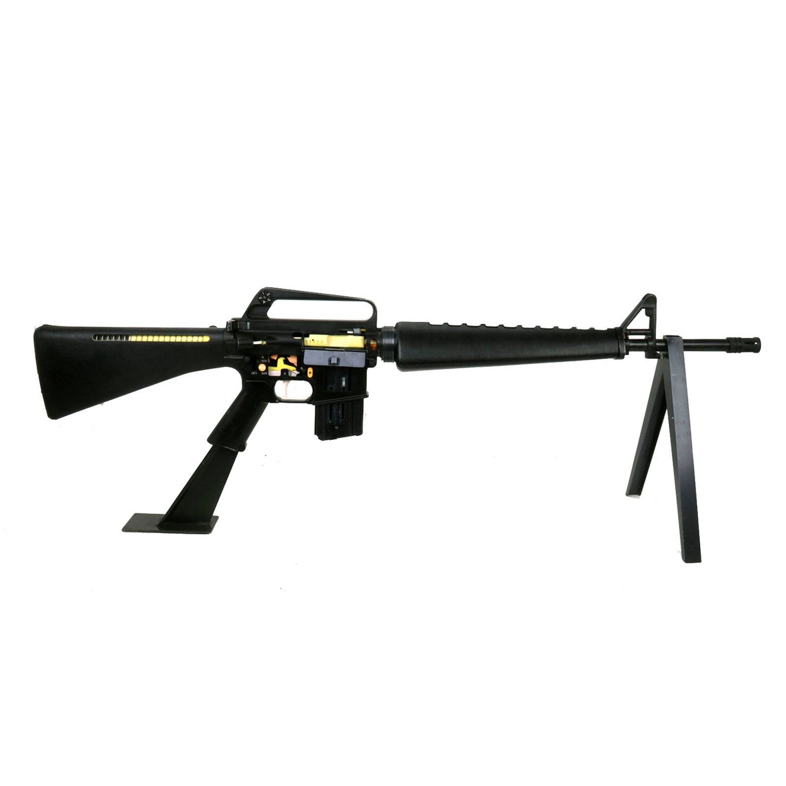 Buy Original U.S. Vietnam War Era M16A1 Oversized 2:1 Scale Aluminum & Plastic Classroom Cutaway Trainer with Dummy Rounds & Stand - 77 Inches Long | Original Firearms Antique For Sale