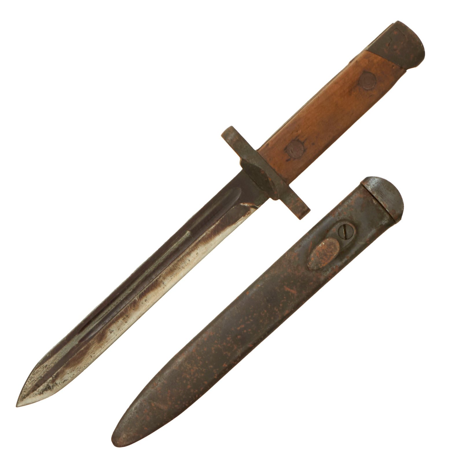 Original Italian WWII M1938 Mannlicher Carcano Rifle Fixed Blade Bayonet with Scabbard