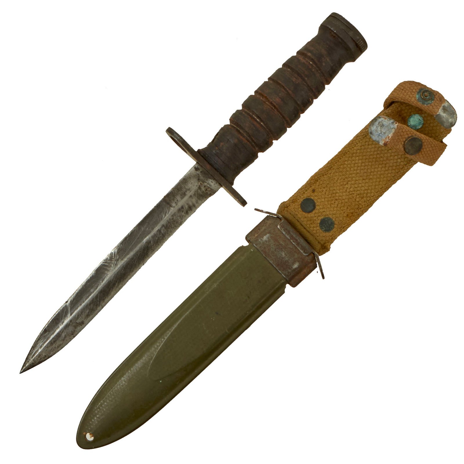 Buy Original U.S. WWII M4 Bayonet by Utica Cutlery for the M1 Carbine with M8 Scabbard by B.M. Co | Original Firearms Antique For Sale