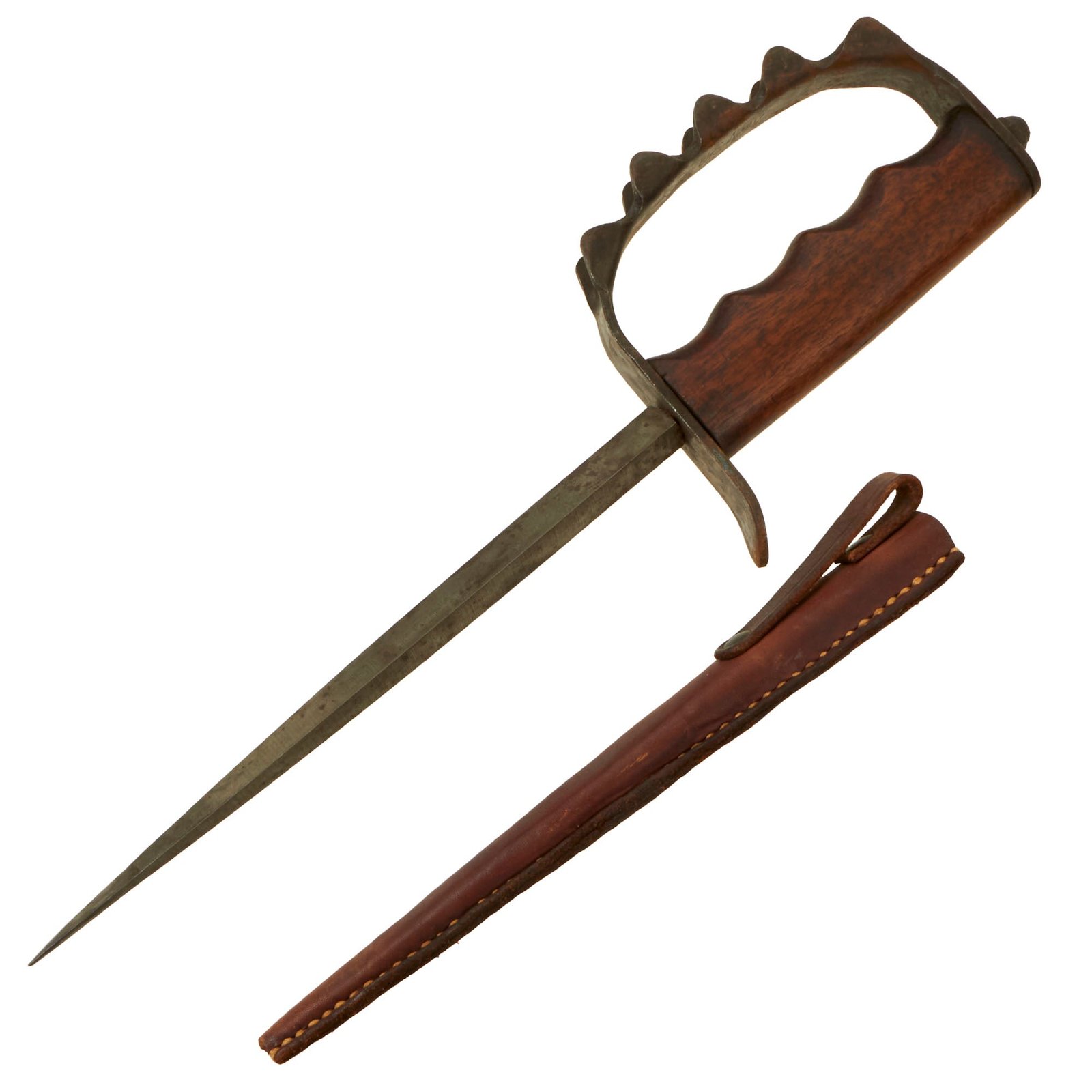 Buy Original U.S. WWI M1917 Trench Knife by American Cutlery Company with WWII Leather Sheath | Original Firearms Antique For Sale