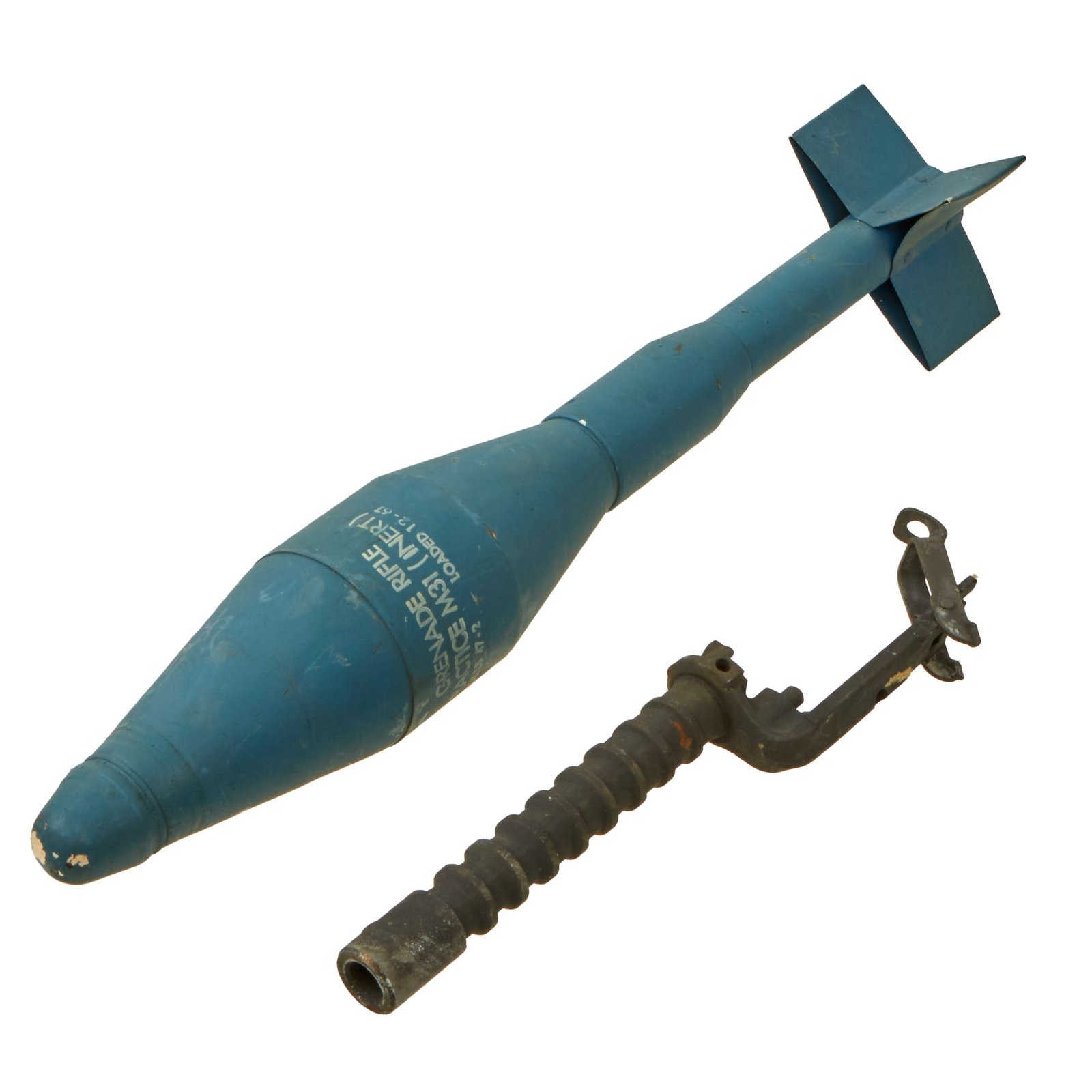 Buy Original U.S. WWII M7A3 Grenade Launcher for M1 Garand Rifle with Vietnam War Era Inert M31 Anti-Tank Practice Grenade - 2 Items | Original Firearms Antique For Sale