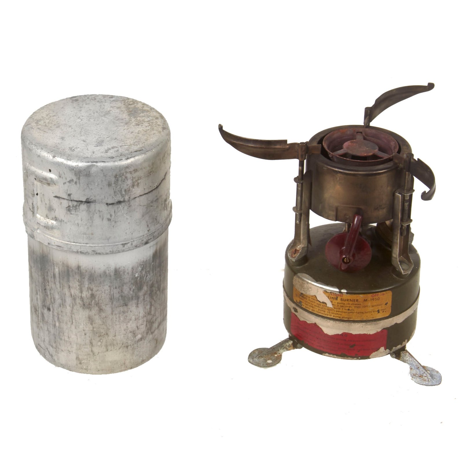 Buy Original Vietnam War U.S. Issue Rogers Gasoline Camp Stove in 1944-Dated Bayonet "F" Canister - Dated 1965 | Original Firearms Antique For Sale