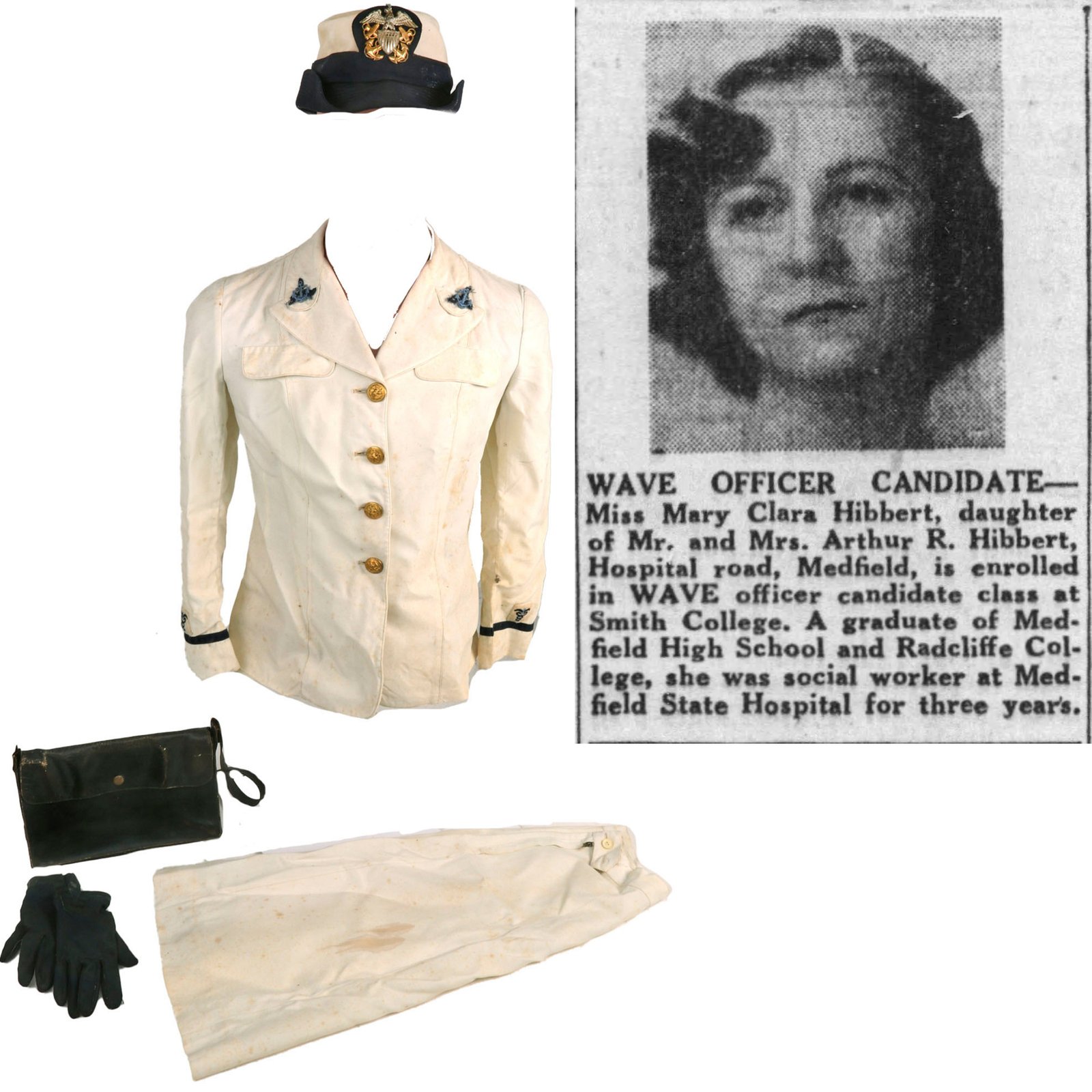 Buy Original U.S. WWII Named W.A.V.E.S. Grouping with Rare Undershirt - Mary C. Hibbert | Original Firearms Antique For Sale