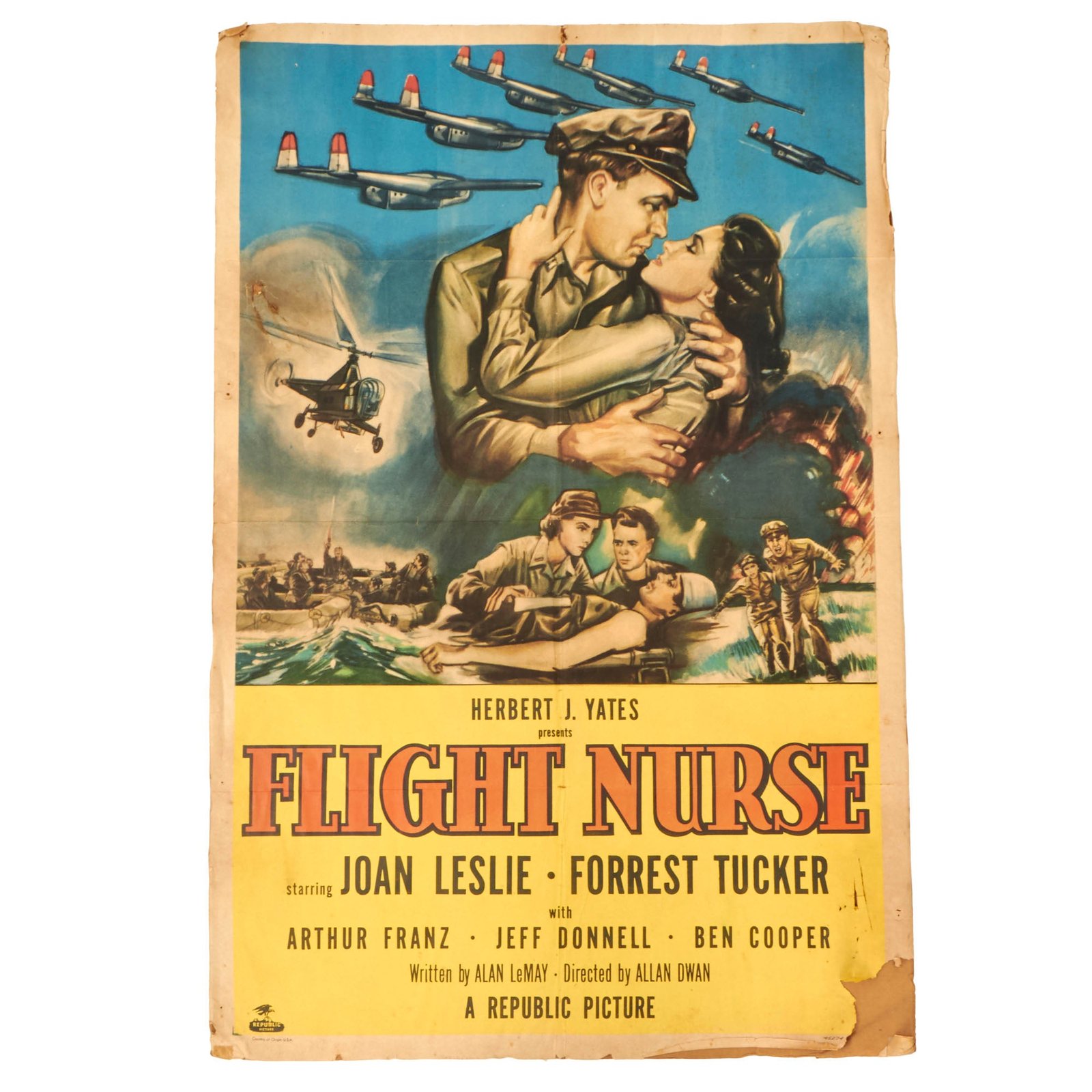Buy Original U.S. Korean War "Flight Nurse" 1953 Republic Pictures Movie Poster - 27" × 41" | Original Firearms Antique For Sale