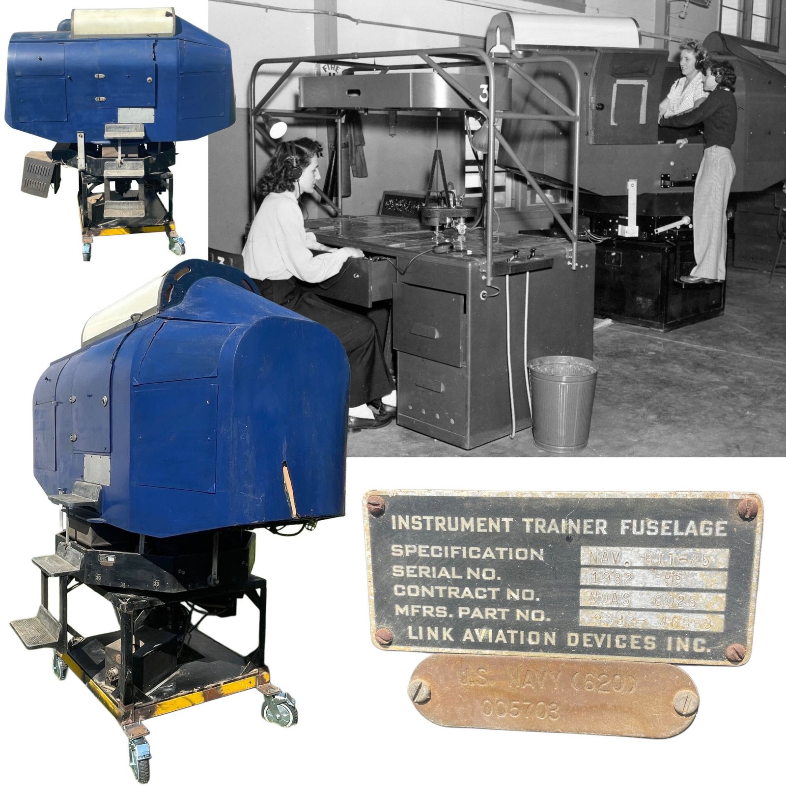 Buy Original Rare 1945 Dated U.S. WWII Link Aviation ANT-18 Blue Box Flight Simulator Trainer | Original Firearms Antique For Sale