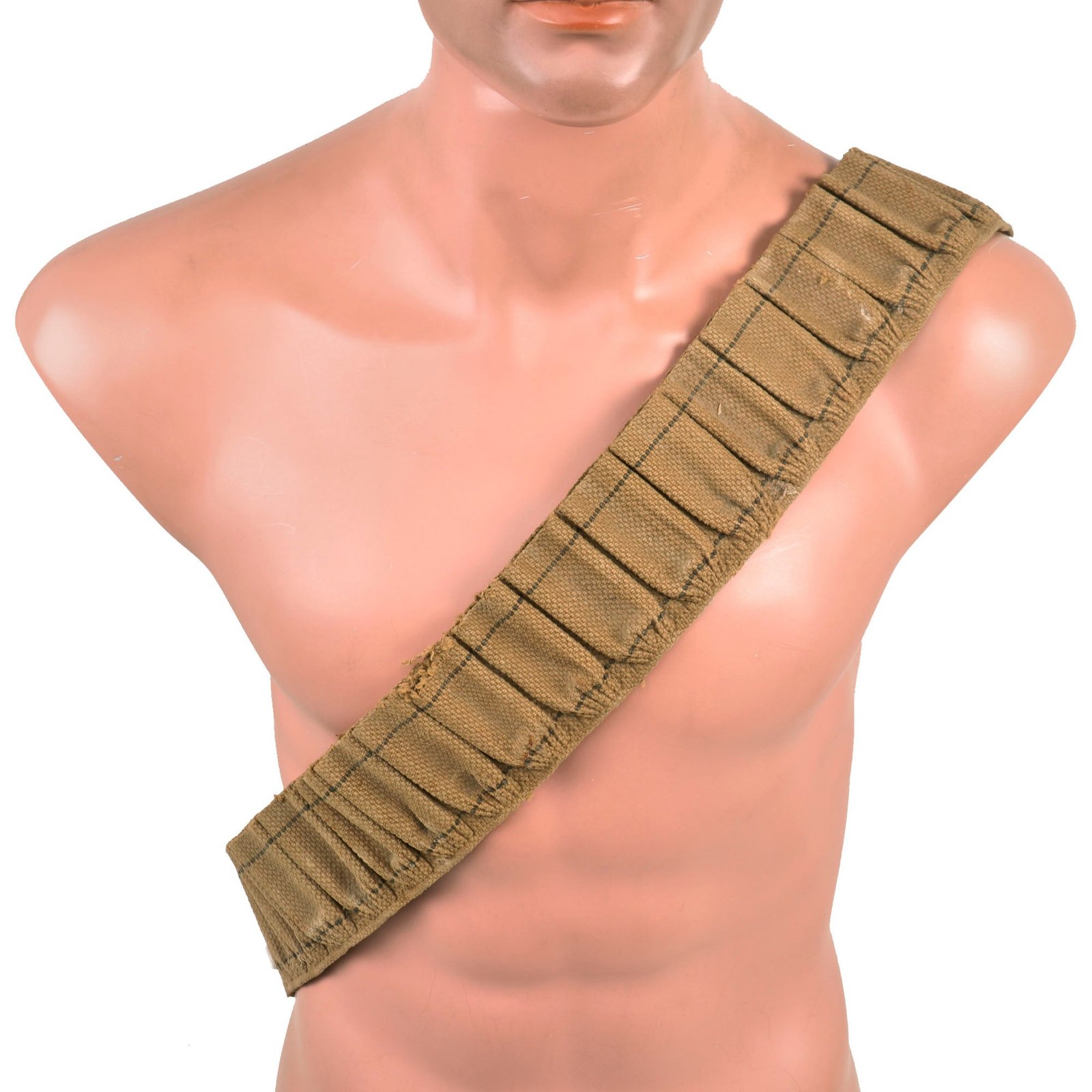 Buy Original U.S. WWI "Shotgun" Belt - 25 Cartridge Signal Flare “Very” Pistol Bandolier - As Used With The Remington Mark III 10 Gauge Flare Signal Pistol | Original Firearms Antique For Sale