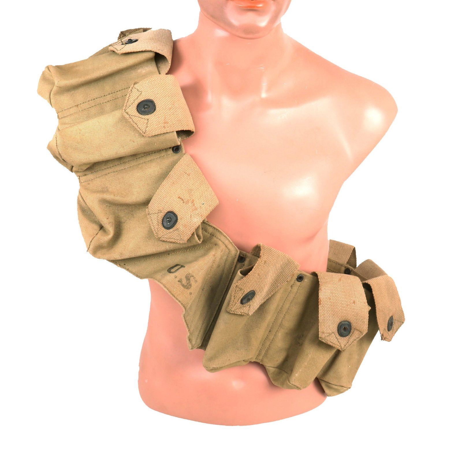 Buy Original U.S. WWII US Army Military Police MP M1911 Magazine Pouch Gas Canister Bandolier | Original Firearms Antique For Sale