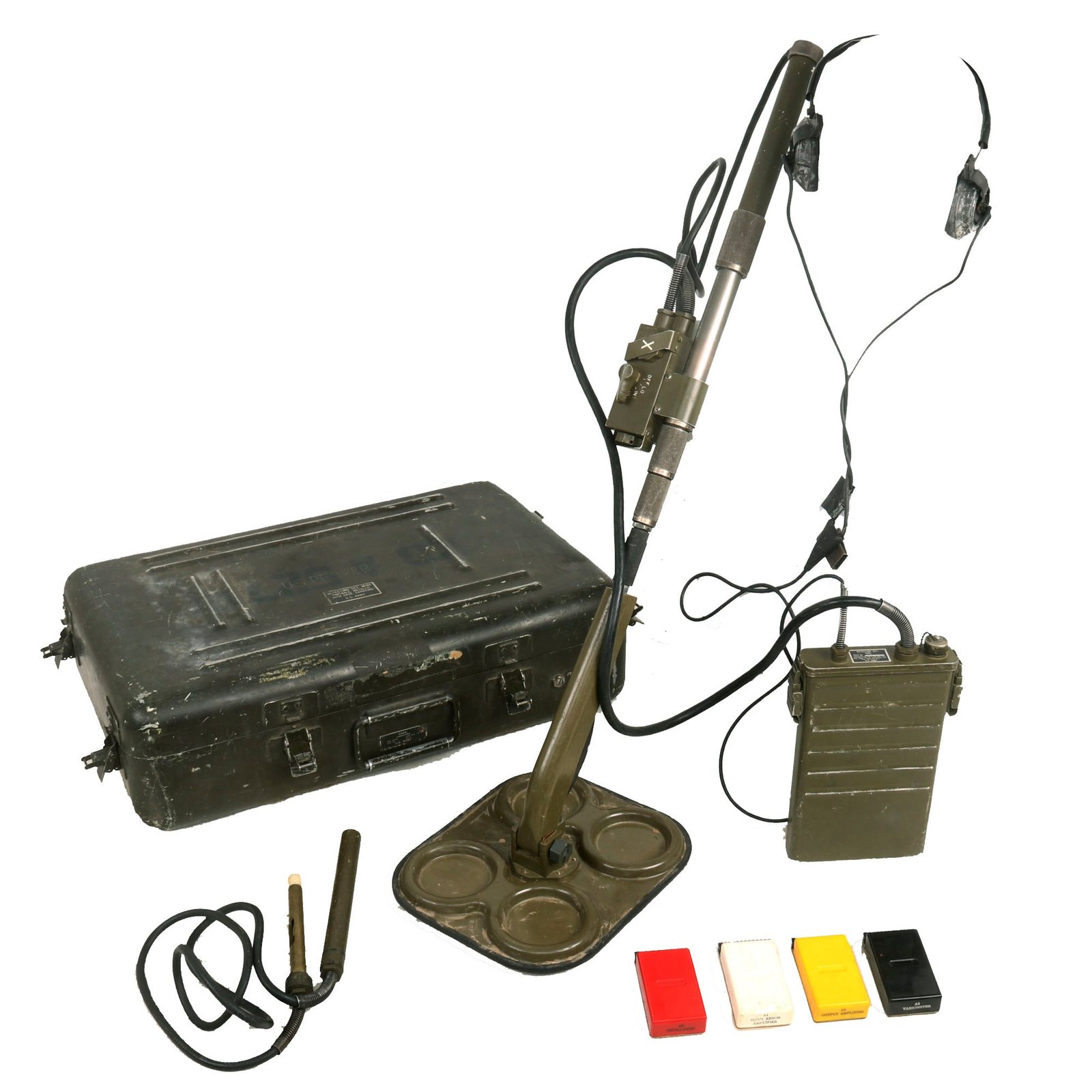 Buy Original U.S. Vietnam War Era US Army P-158 Mine Detector Set in Case with Spare Electronics Modules | Original Firearms Antique For Sale