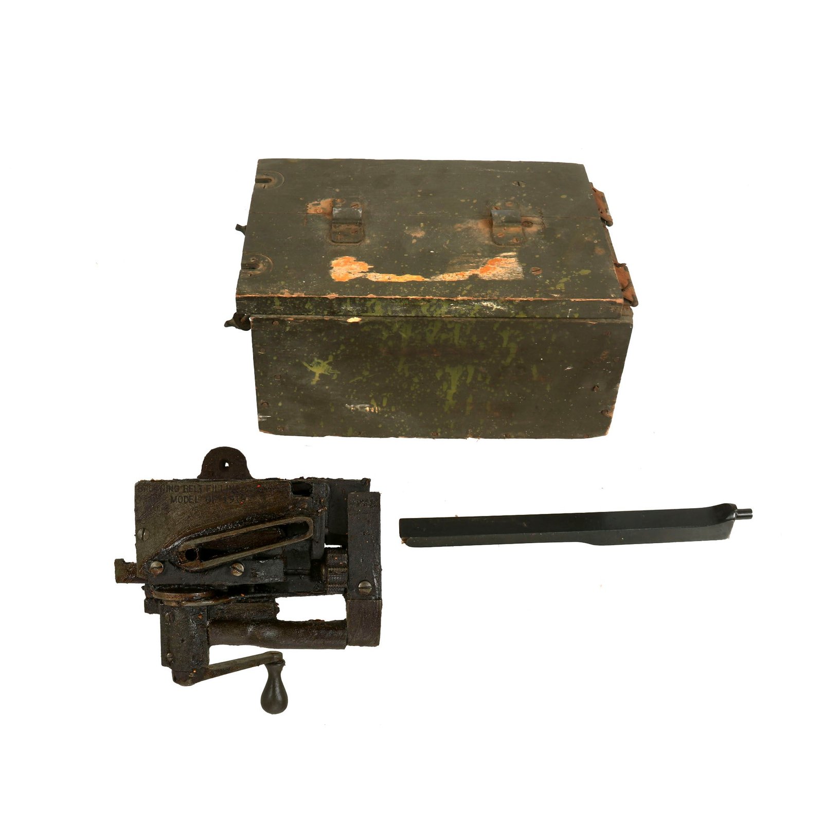 Buy Original U.S. WWII Browning Model 1918 Belt Filling Machine Loader with Transit Chest | Original Firearms Antique For Sale