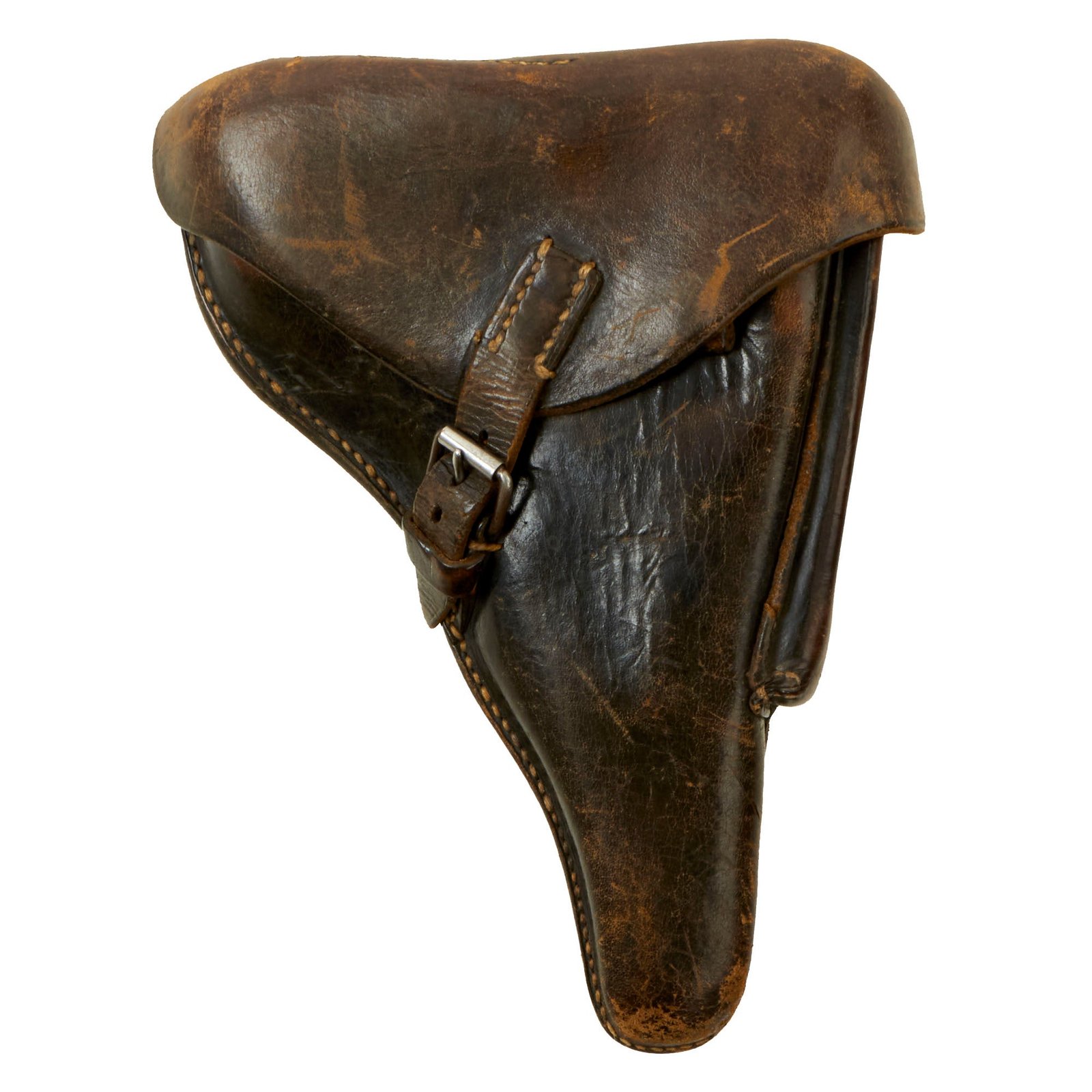Buy Original German WWII P.08 Luger Brown Leather Hardshell Holster by Gustav Genschow & Co. - Dated 1940 | Original Firearms Antique For Sale