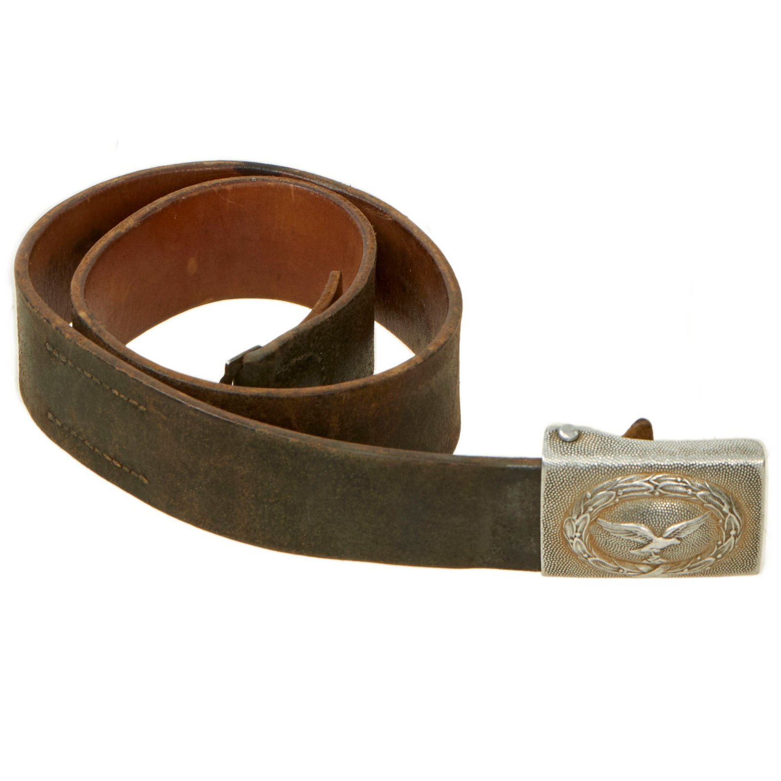 Buy Original German WWII EM/NCO Luftwaffe Leather Belt with Pebbled Aluminum Buckle by Paulmann & Crone | Original Firearms Antique For Sale