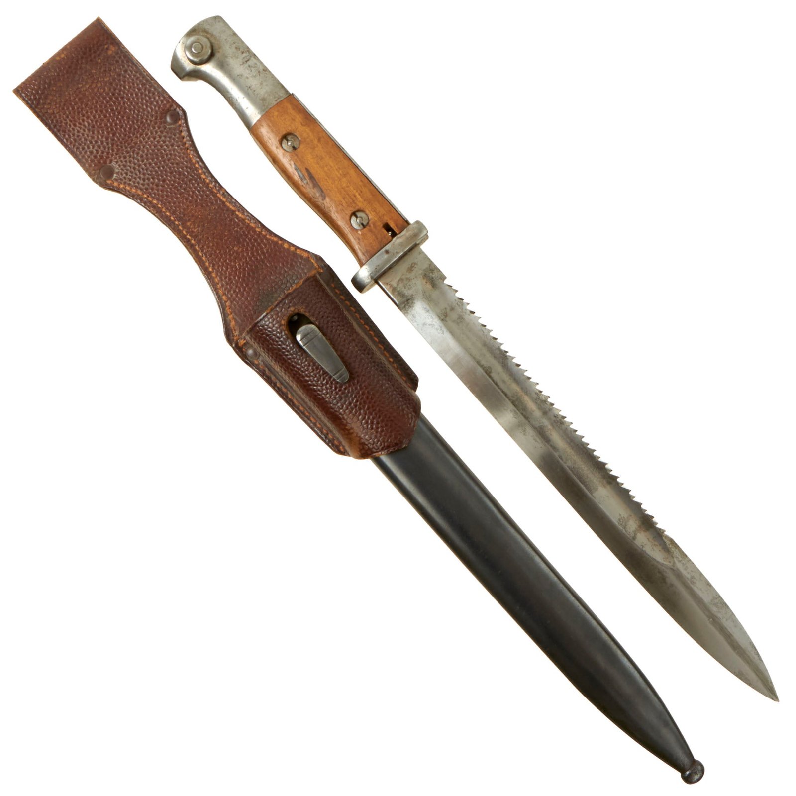 Buy Original German WWI Seitengewehr M1884/98 II Sawback Bayonet by Gebr. Heller, Marienthal with WWII Scabbard & Frog | Original Firearms Antique For Sale